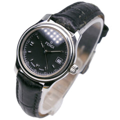Fendi Olologi Women's Watch, 210L Stainless Steel x Leather Strap, Quartz Analog, Black Dial, Women's — Good