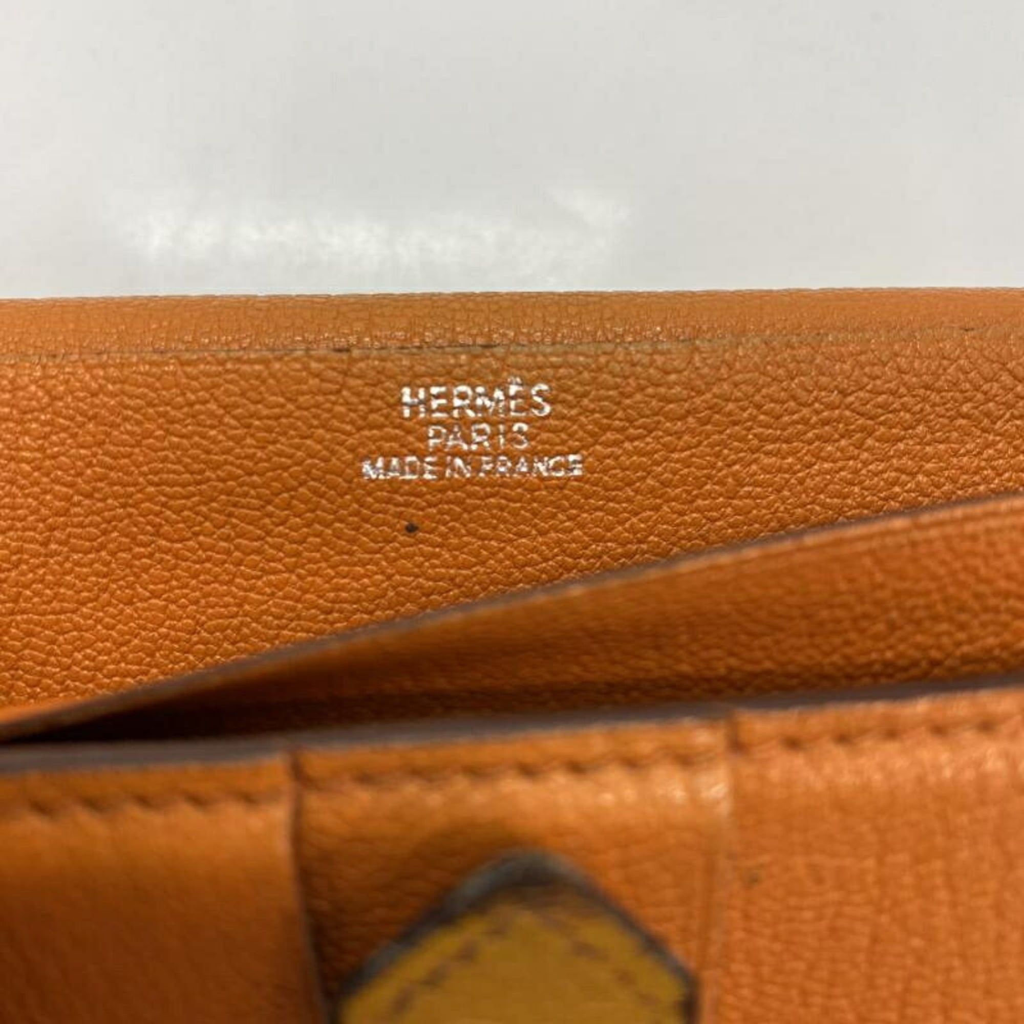 HERMES Bearn Souffle Long Wallet Orange Hermes