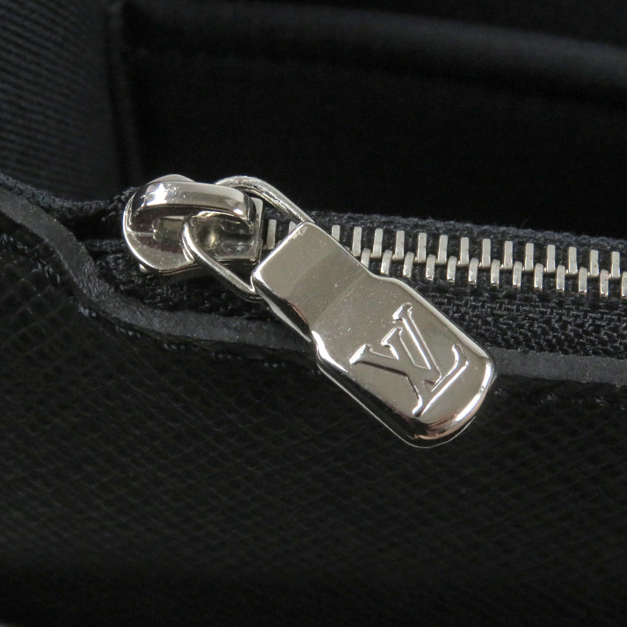 LOUIS VUITTON M32622 Taiga Anton LV Logo Embossed Briefcase Shoulder Bag Ardoise Made in France Men's — Like New