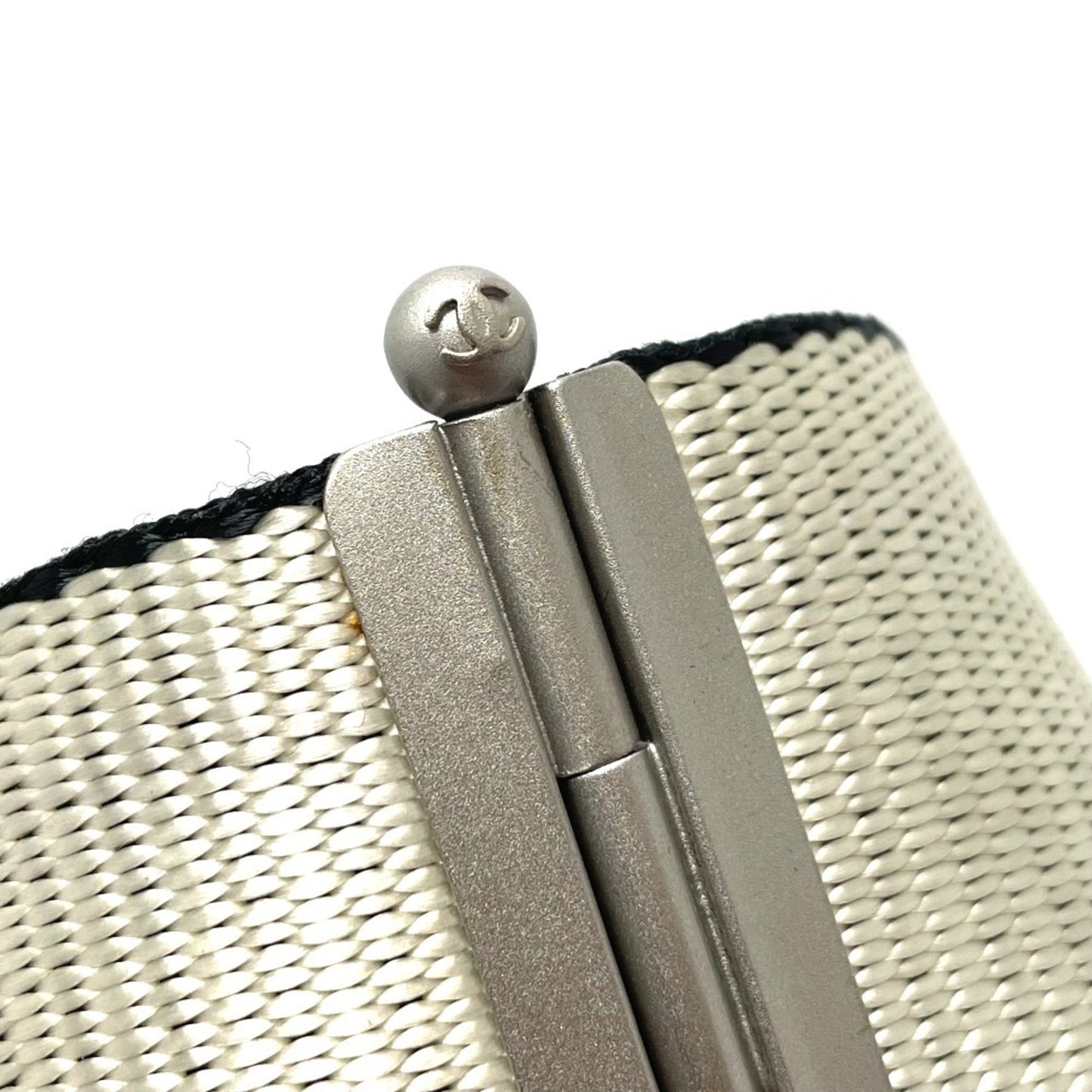 CHANEL Logo 99s Vintage Nylon Bracelet for Women, Silver and Blue