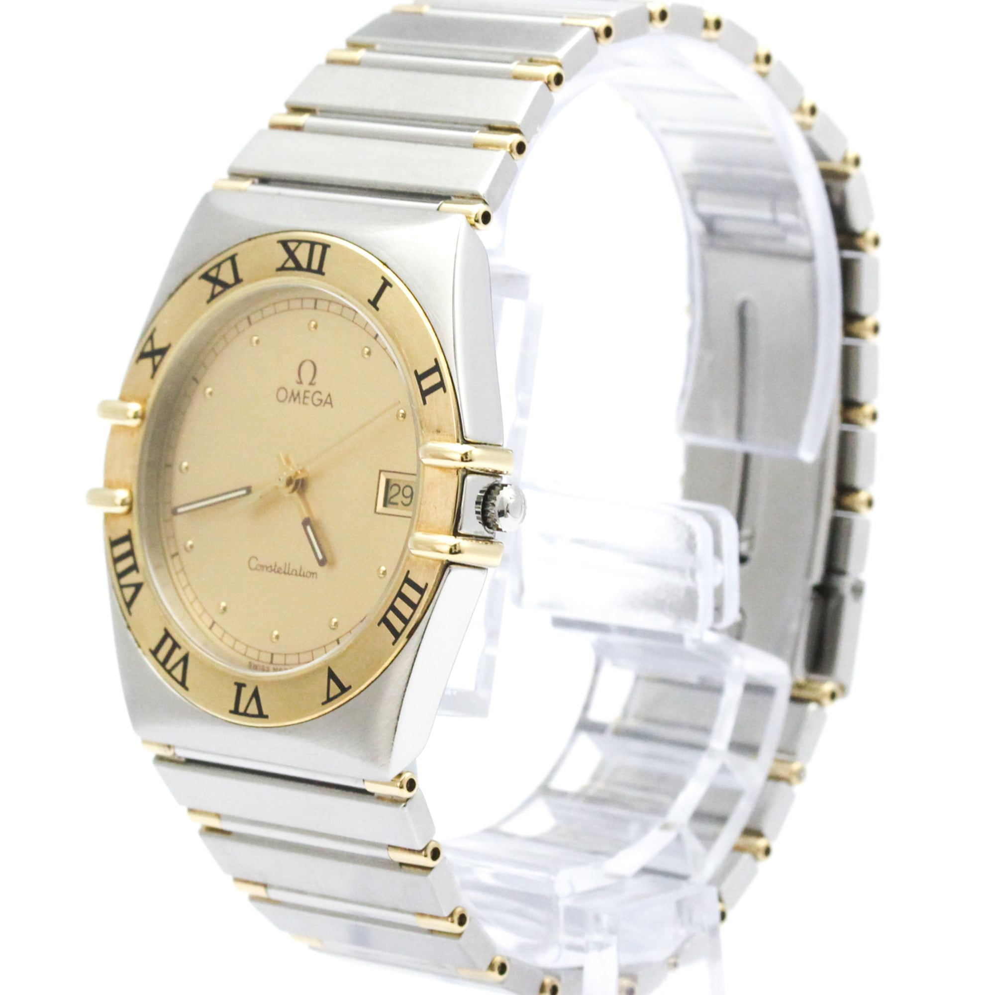 OMEGA Constellation 18K Gold Steel Quartz Mens Watch 396.1070 Polished — Very Good