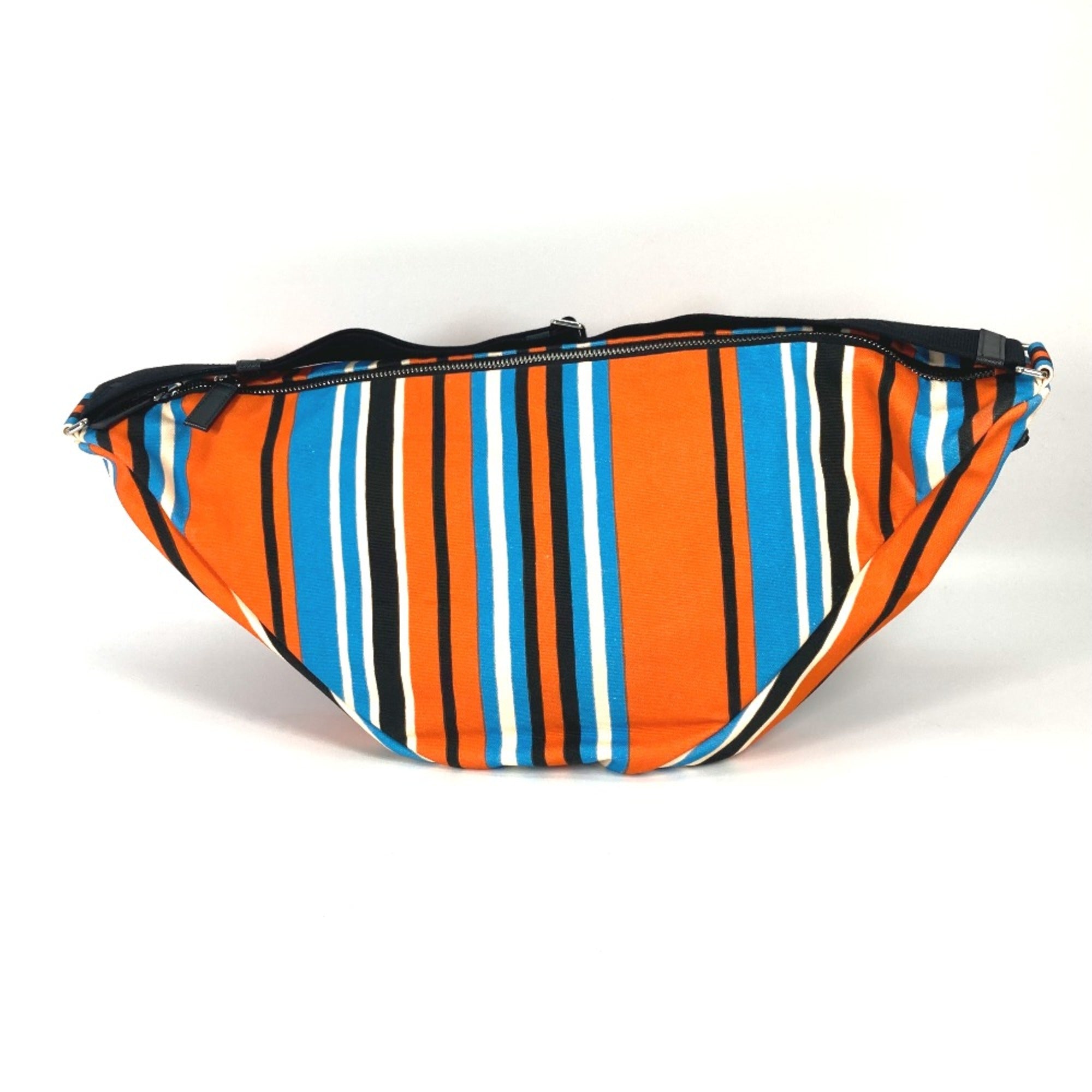 PRADA 2VY007 stripe bag crossbody Shoulder Bag Orange Blue x Black — Like New