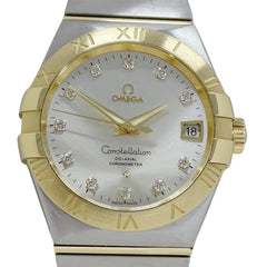 Omega Constellation 123.20.38.21.52.002 Men's Watch, Brand Name, 11P Diamonds, Co-Axial Movement, Date, Automatic Winding, Stainless Steel (SS) and Gold (YG) Combination — Good