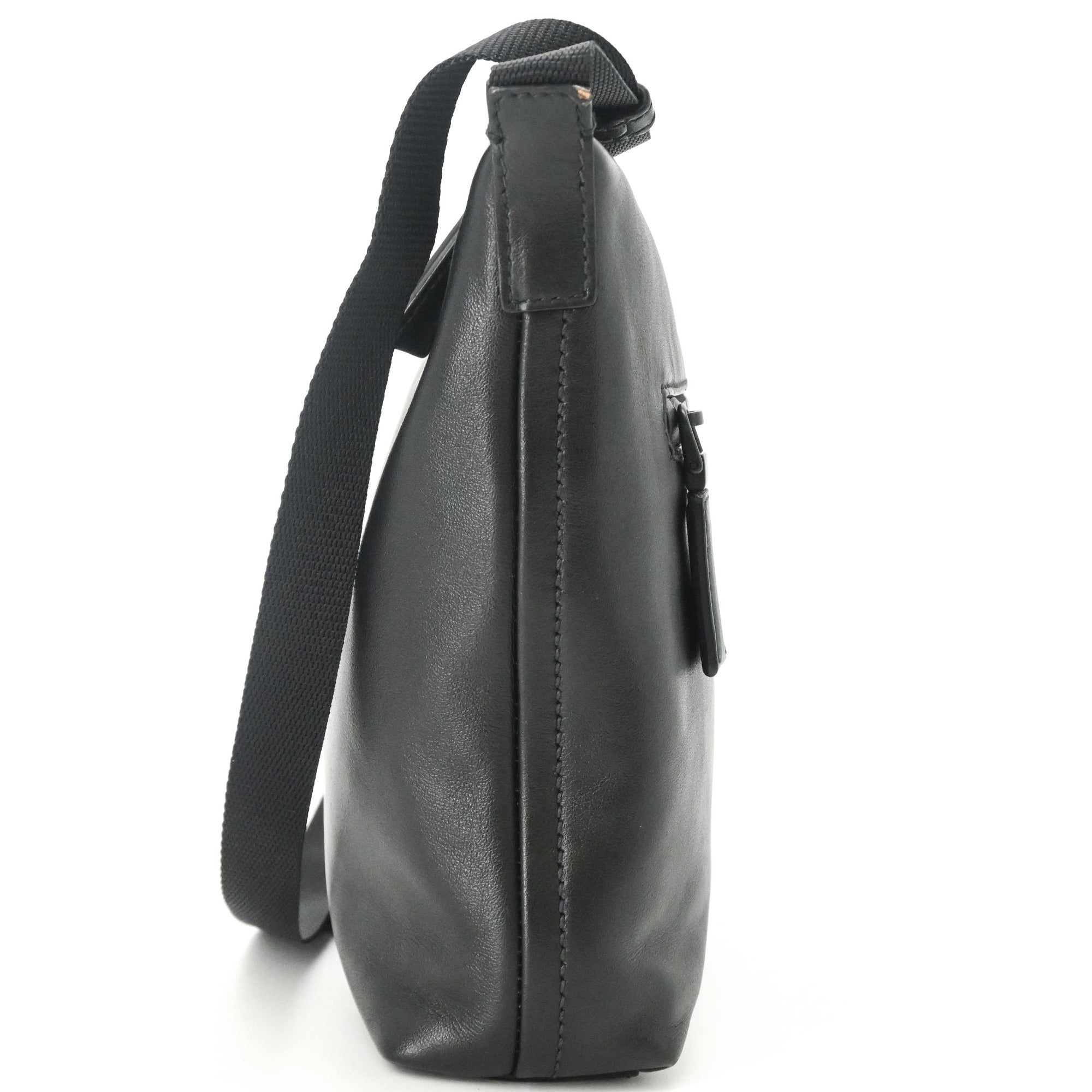 PRADA Prada Shoulder Bag Leather Triangle Black Blue 2VH078 — New - Store Return