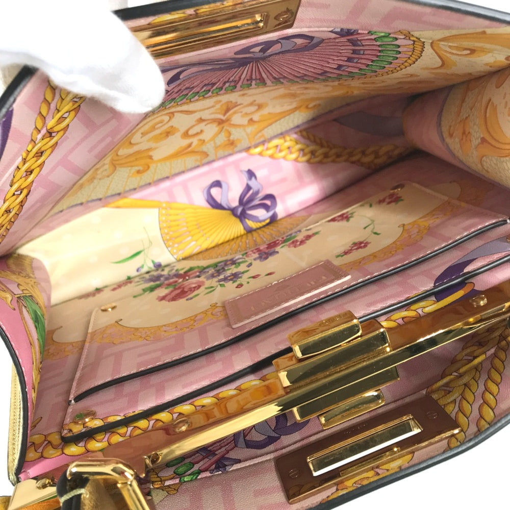 Fendi 8BN321 Versace VERSACE collaboration 2WAY Shoulder Bag Hand Bag Gold pink — Like New