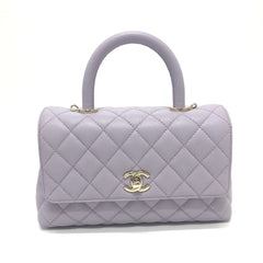 CHANEL A92990 Matelasse Coco Handle Bag Shoulder Handbag Caviar Skin Women's Lavender Purple — New - Store Return