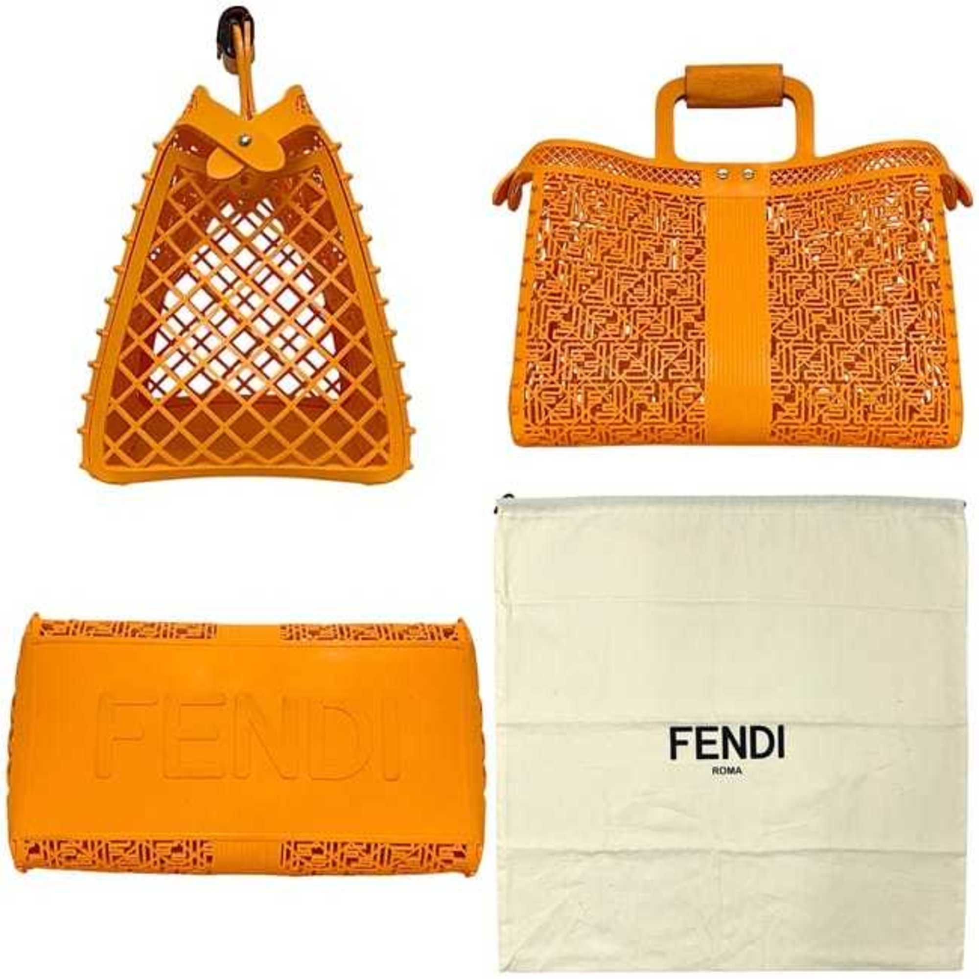 Fendi Bucket Bag ec-24659 Orange Peekaboo Forty 8 7VA593 Laundry Rubber Leather AMT8 238 3449 FENDI Large Turnlock Women's and Men's Line