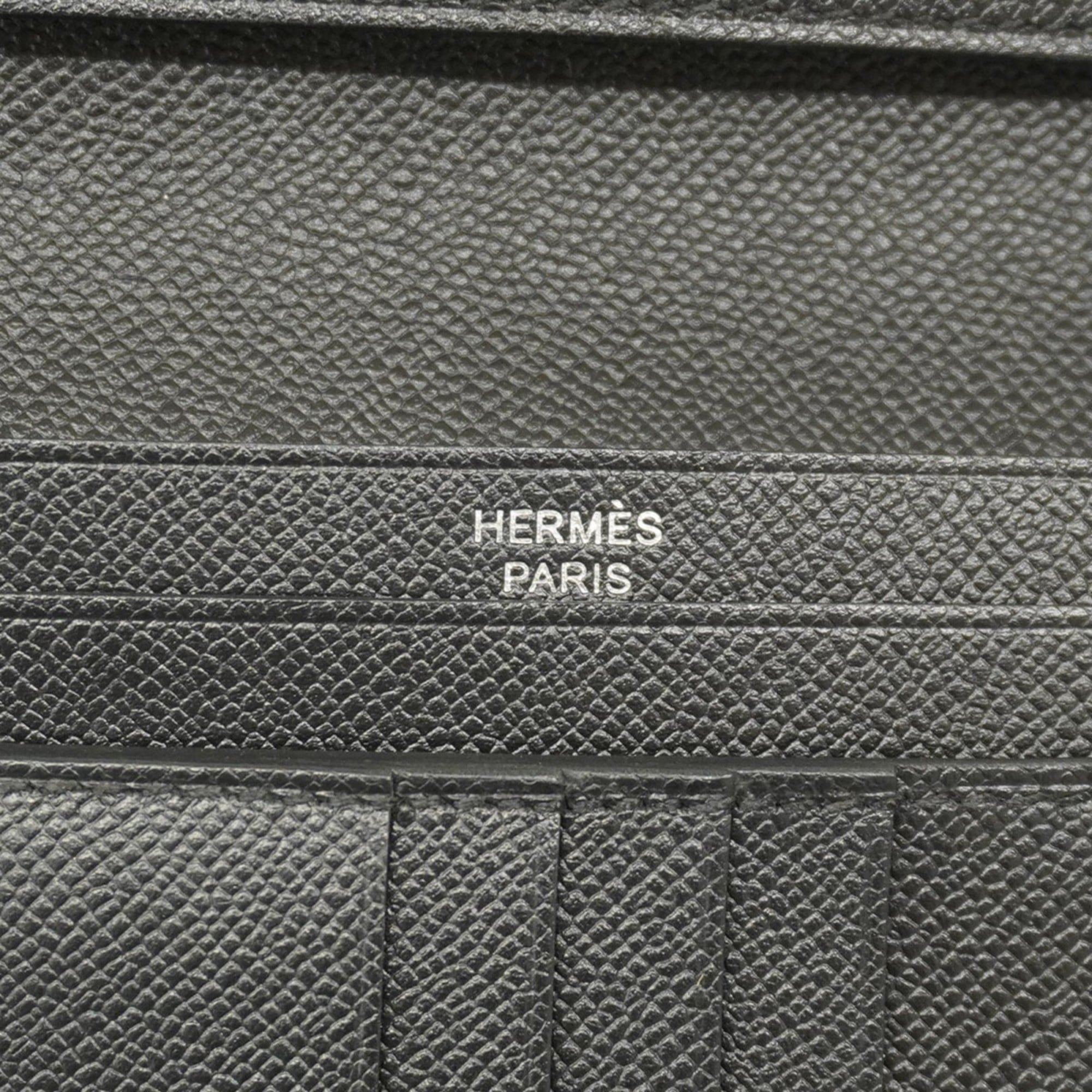Hermes Hermès Bearn Compact Wallet, Monochrome, So Black, Veau Madame, W Stamp, Men's and Women's