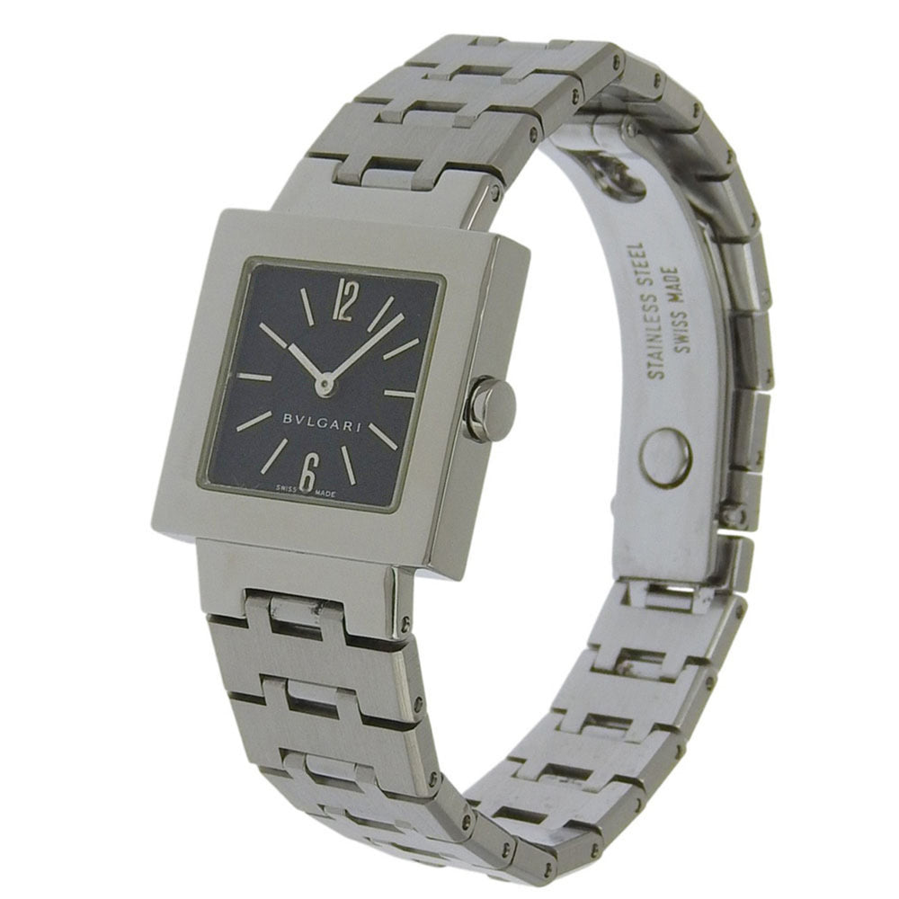 Bulgari BVLGARI Quadlard Watch SQ22SS Stainless Steel Black Quartz Analog Dial Women's — Very Good