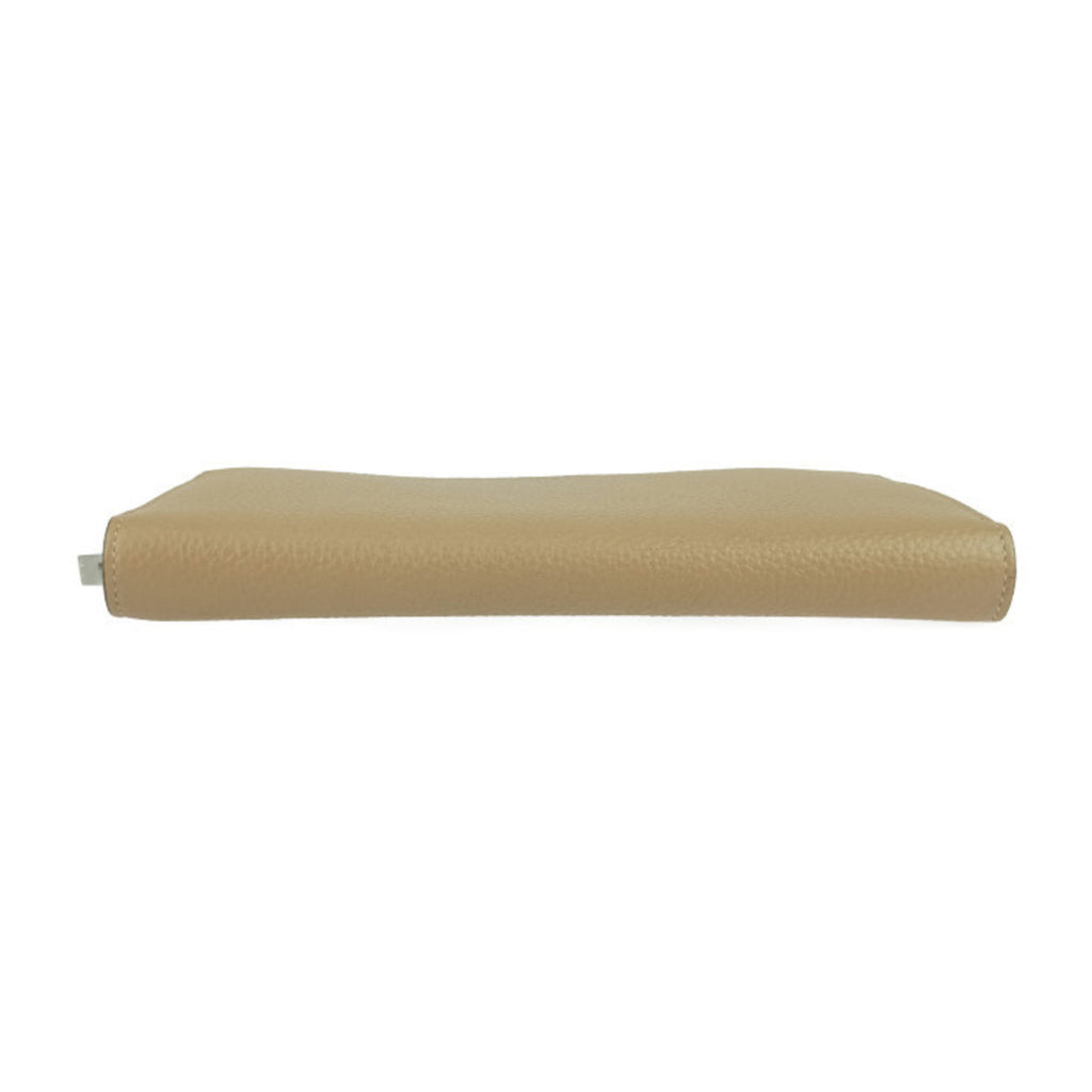 CELINE Long Wallet Large Zipped Beige Orange Red Leather Women's Bicolor Round