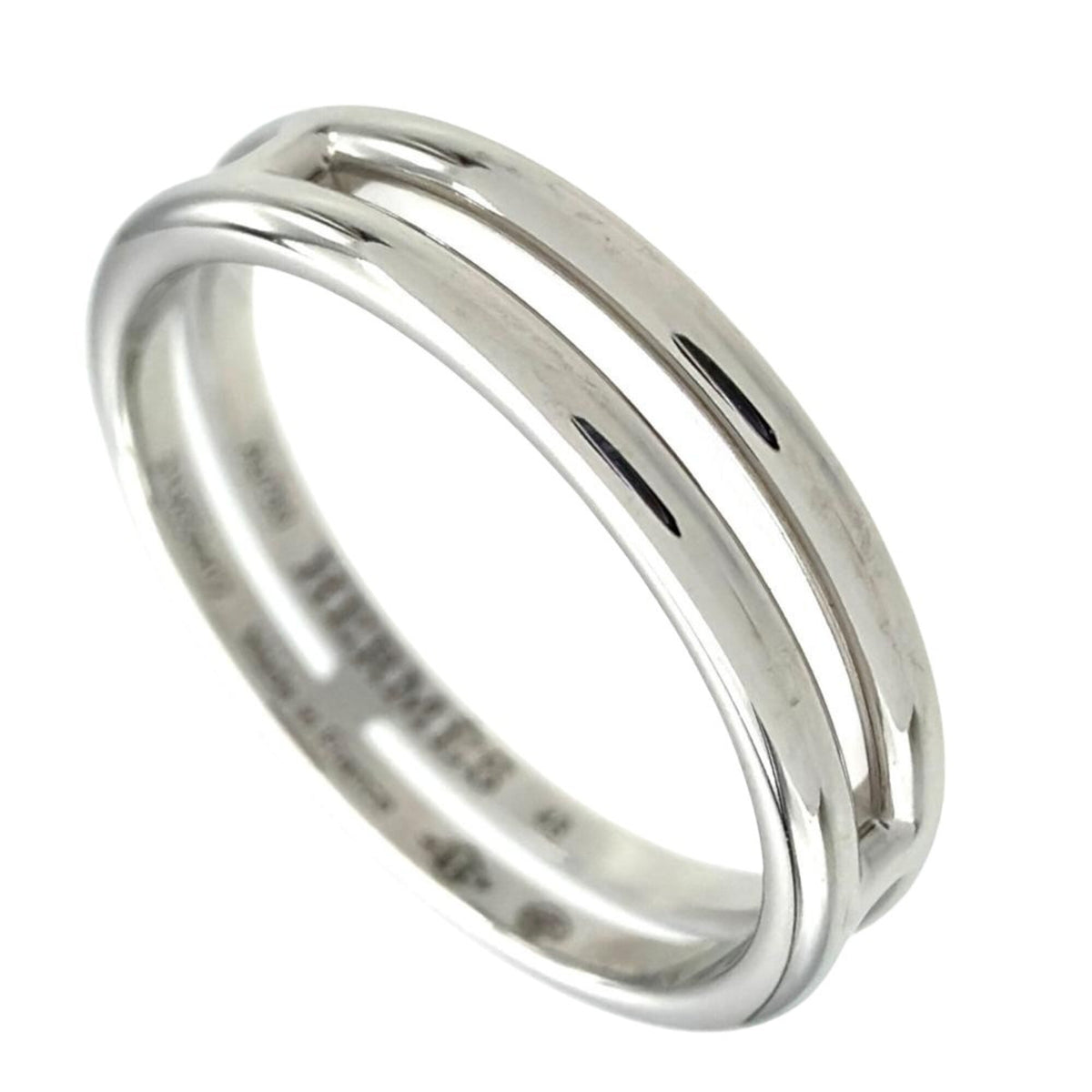 Hermes Ariane Ring, Size #48, 18KWG, 2.8g, White Gold, Approx. Women's — Like New