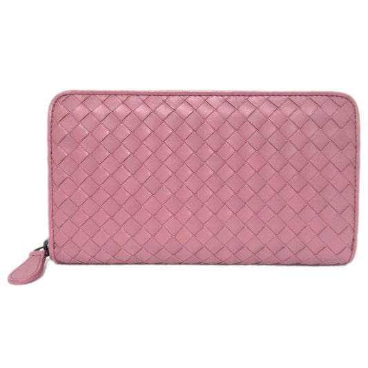 BOTTEGA VENETA Intrecciato Round Zip Long Wallet, Pink, Men's and Women's