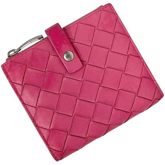 Bottega Veneta bifold wallet f-24680 pink intrecciato leather S02332325Z BOTTEGA VENETA compact for men and women.