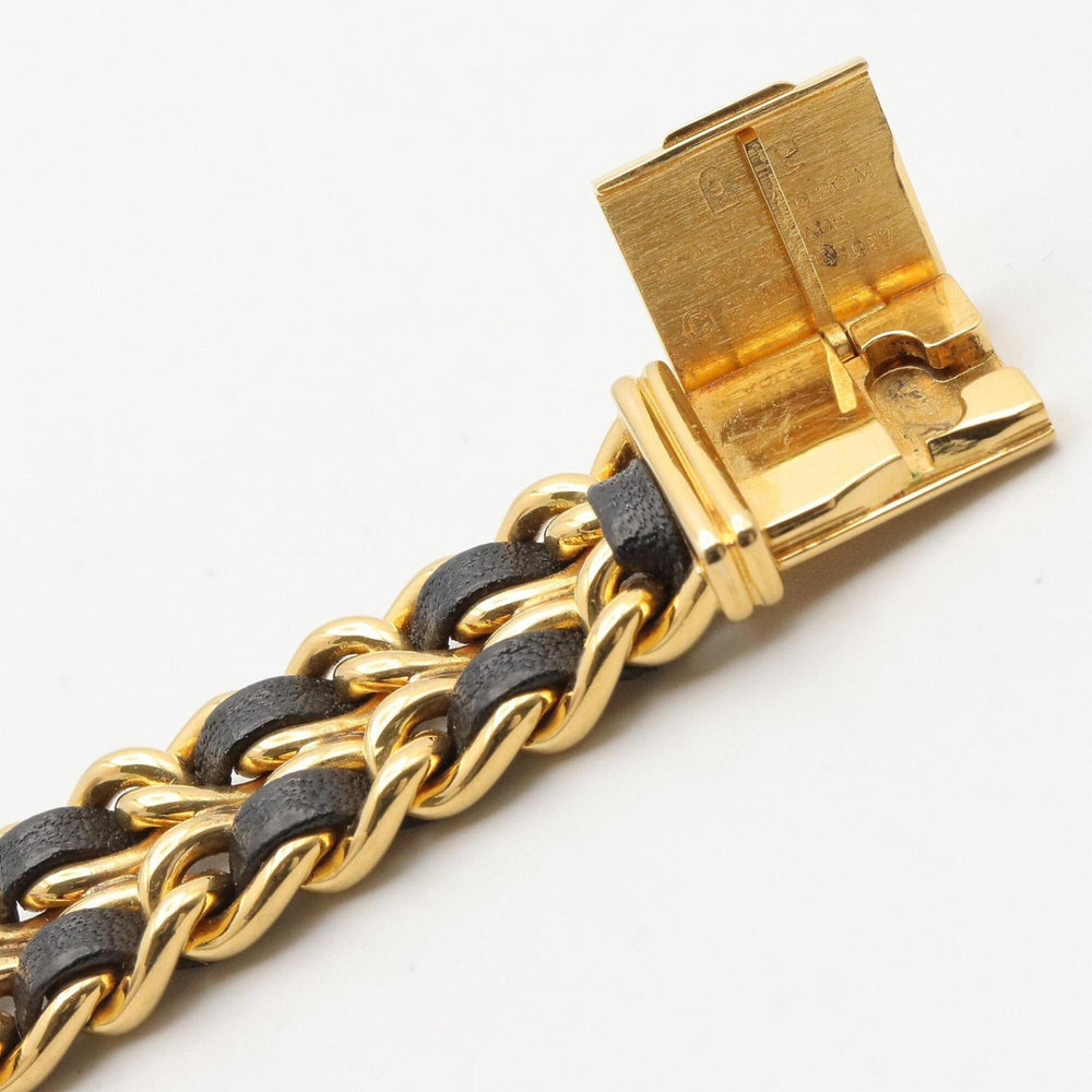 Chanel CHANEL Première M Wristwatch, Gold Plated (GP), Leather Strap, Women's, Black, H0001 — Very Good
