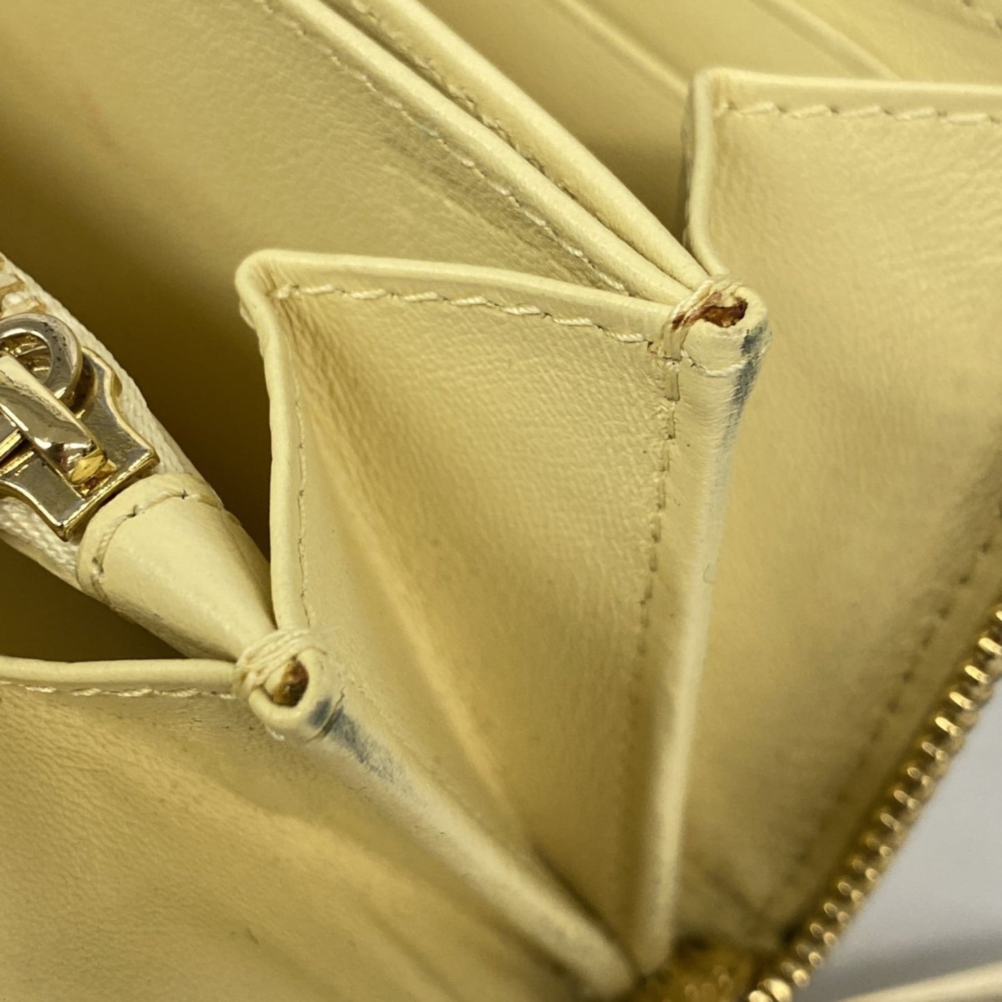 Christian Dior Cannage Enamel Long Wallet, Yellow, Women's