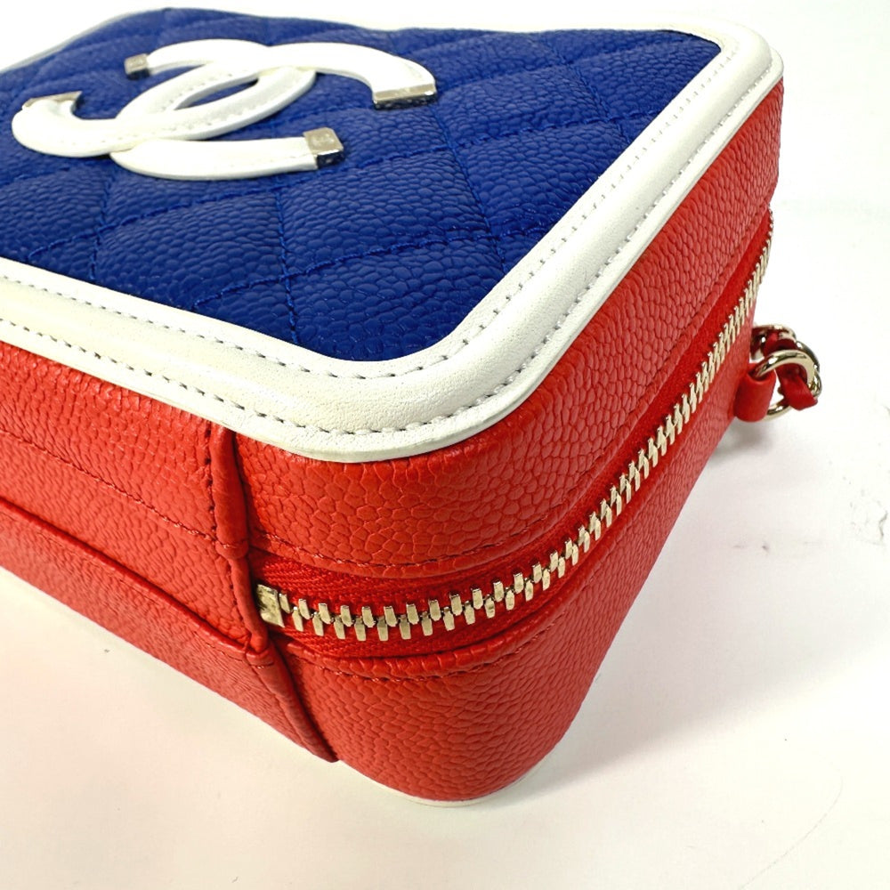 Chanel A93342 CC Mark Tricolor Shoulder Bag Red — Like New