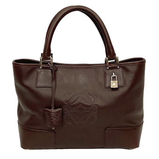 LOEWE Leather Tote Bag Fusta Handbag Anagram Amazona Brown