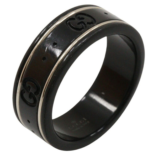 Gucci Icon Thin Band Size 14.5 Ring, K18 White Gold x Corundum Black, Approx. 2.2g, Band, Unisex