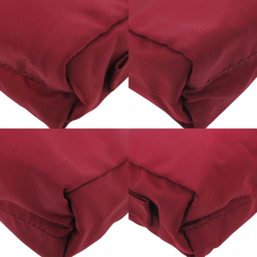 Prada 1N0021 Triangle Logo Nylon Red Cosmetic Pouch Handbag 0513PRADA — Like New