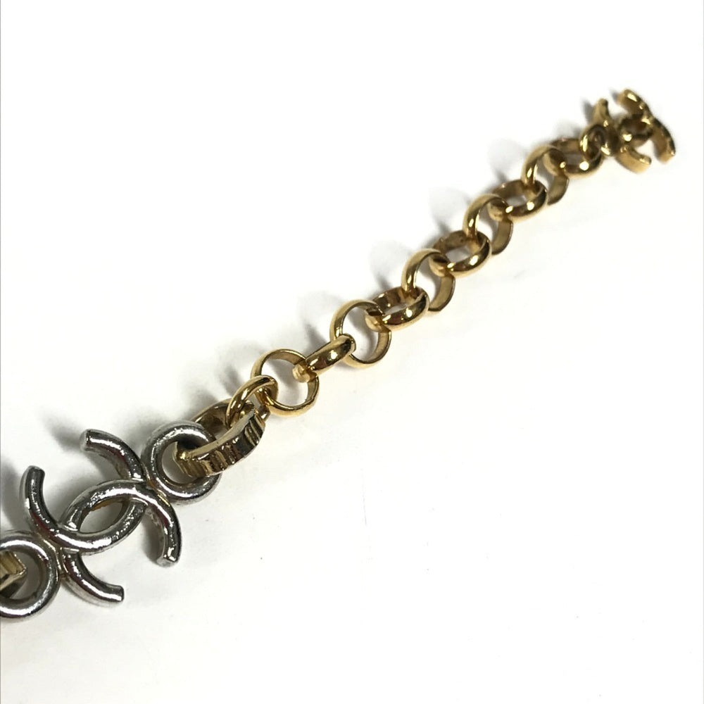 CHANEL B26P CC Coco Mark Chain Bracelet, Bicolor Accessory, Metal Women's, Gold — Like New