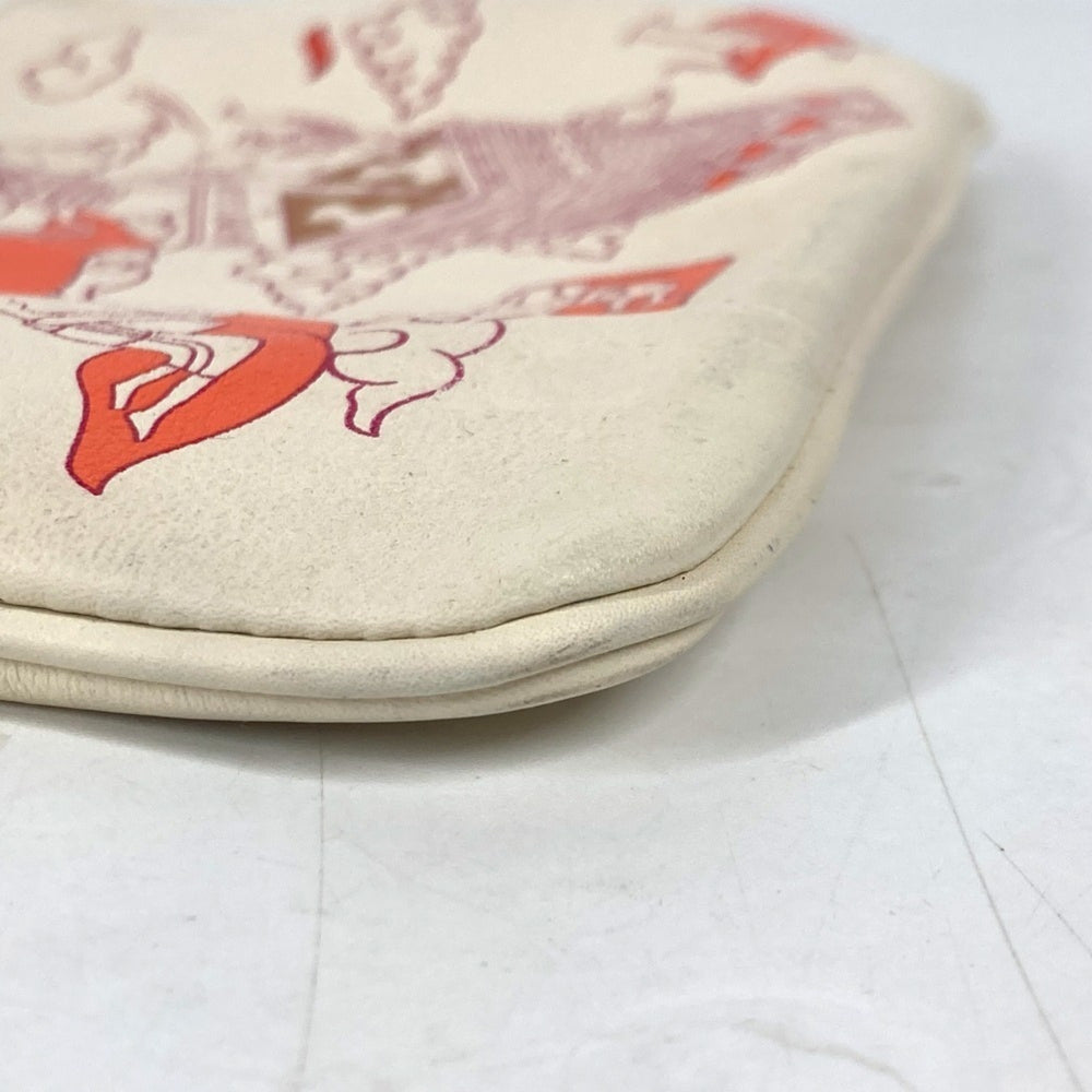 HERMES Hermes Carre Pocket Long Accessory Case Flat Pouch Bag Clutch Leather Women's Ivory — Like New