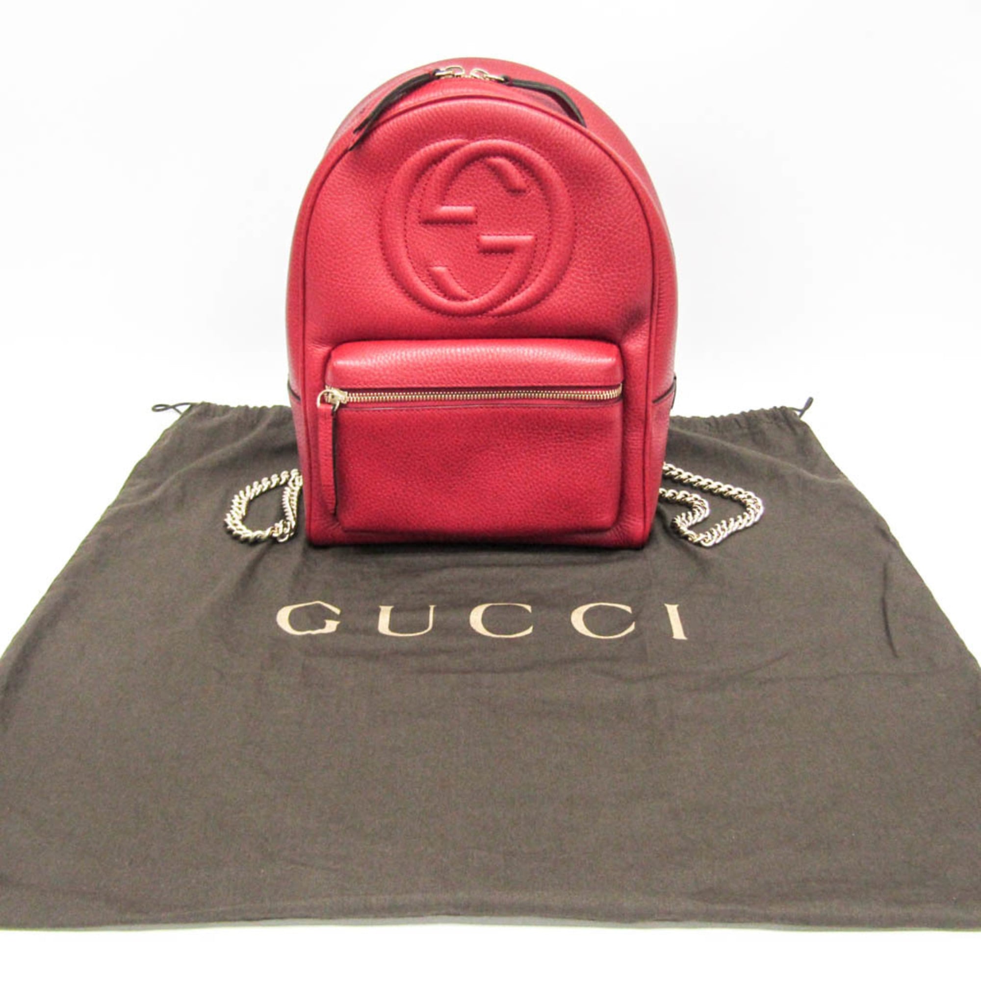 Gucci Soho Interlocking G 536192 Women's Leather Backpack Red Color — Like New