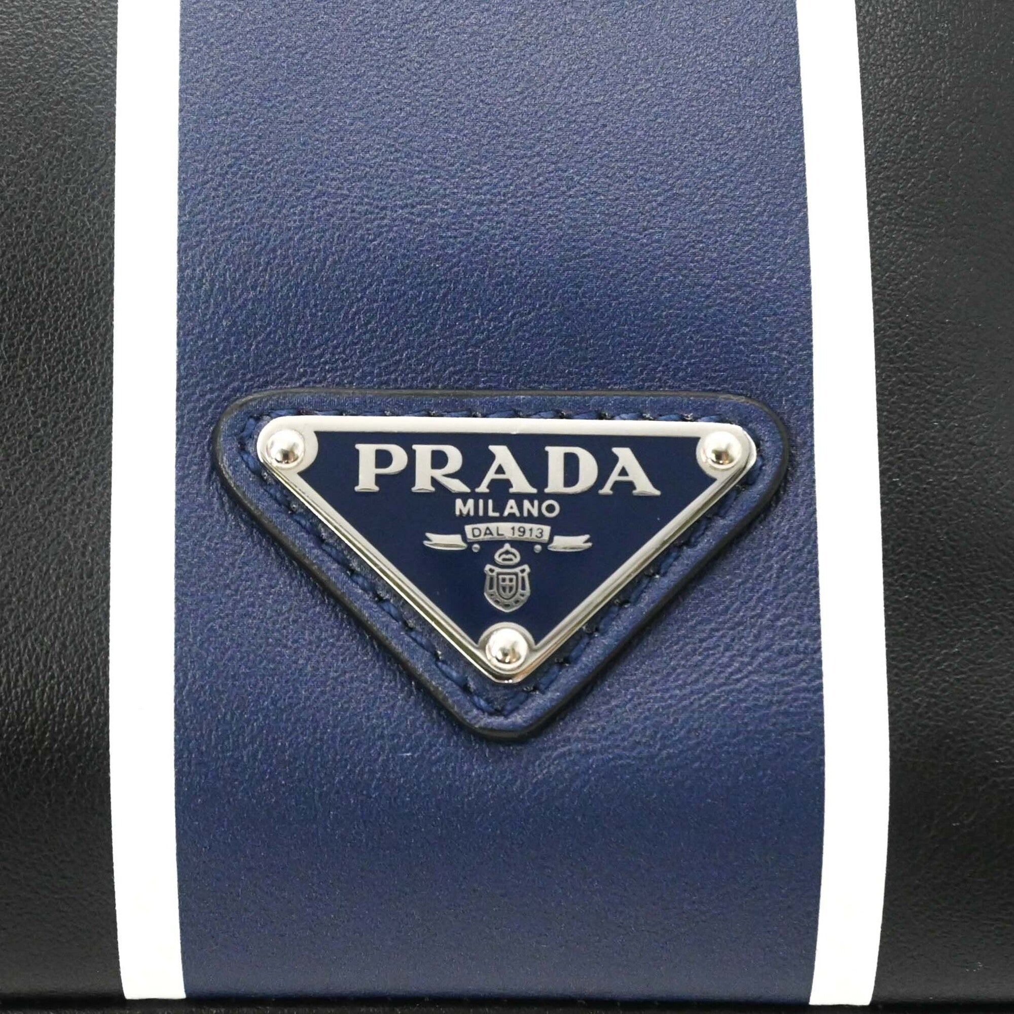 PRADA Prada Shoulder Bag Leather Triangle Black Blue 2VH078 — New - Store Return