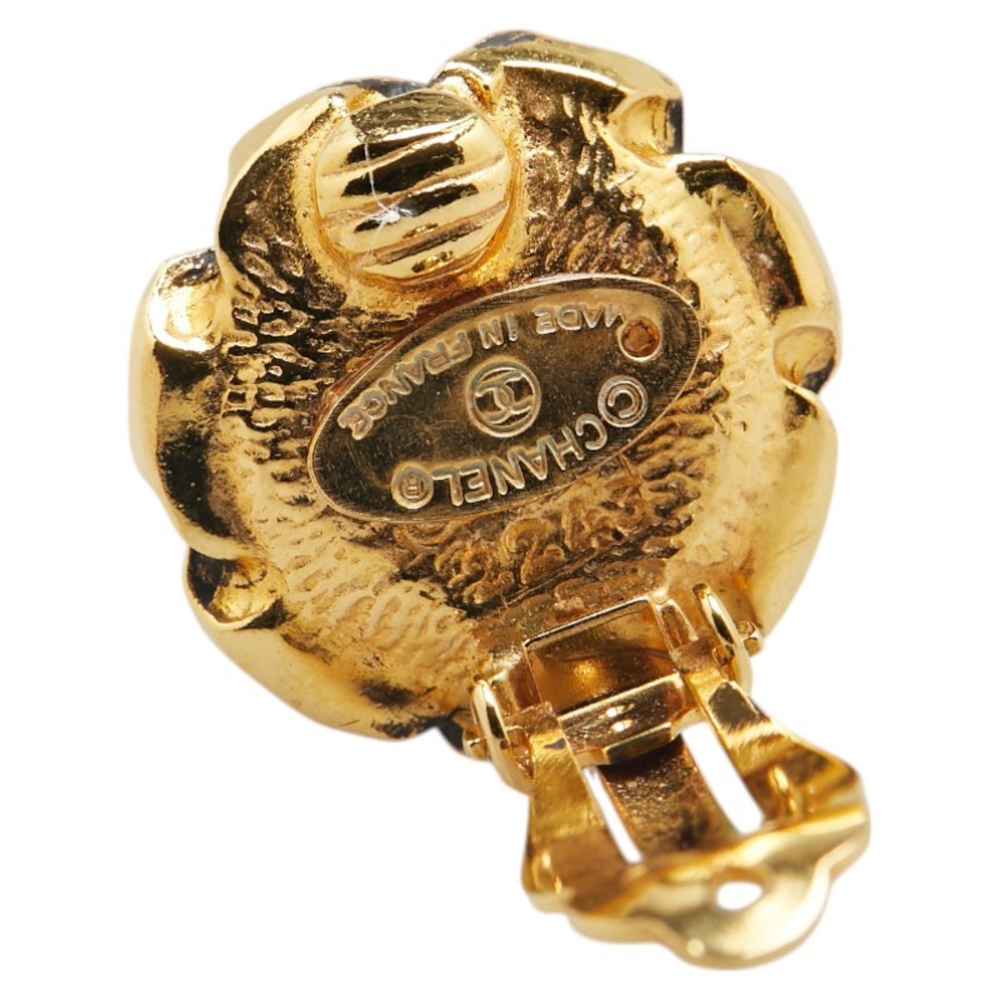 Chanel earrings, gold plated, with faux pearls, for women.