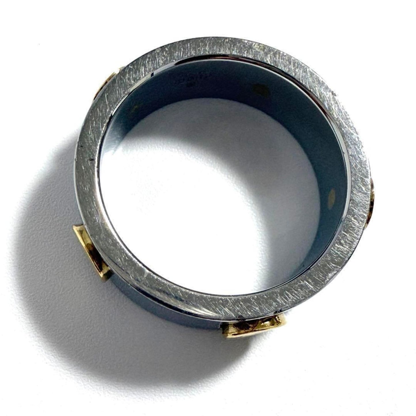 Gucci men's combination ring in stainless steel and gold