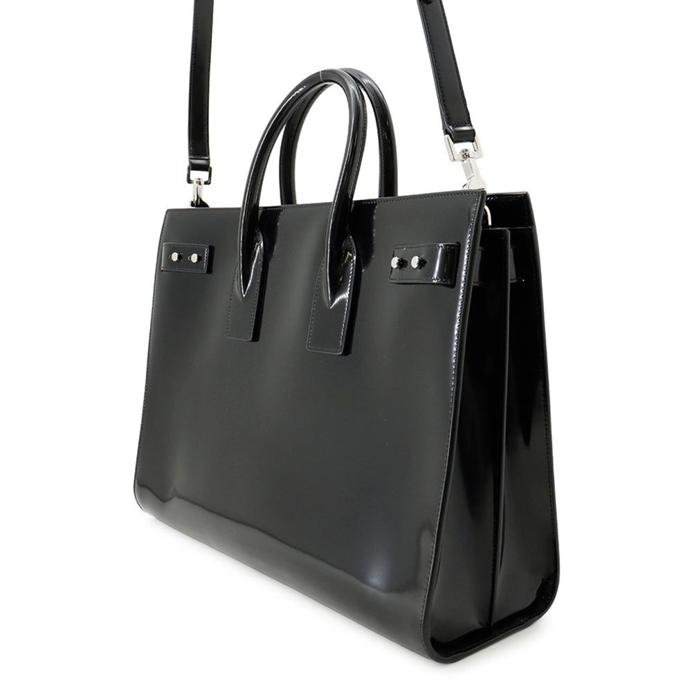 Yves Saint Laurent Saint Laurent Paris handbag, Sac de Jour, large, patent leather, 631526, SAINT LAURENT PARIS, 2-way shoulder bag, men's, black — Like New