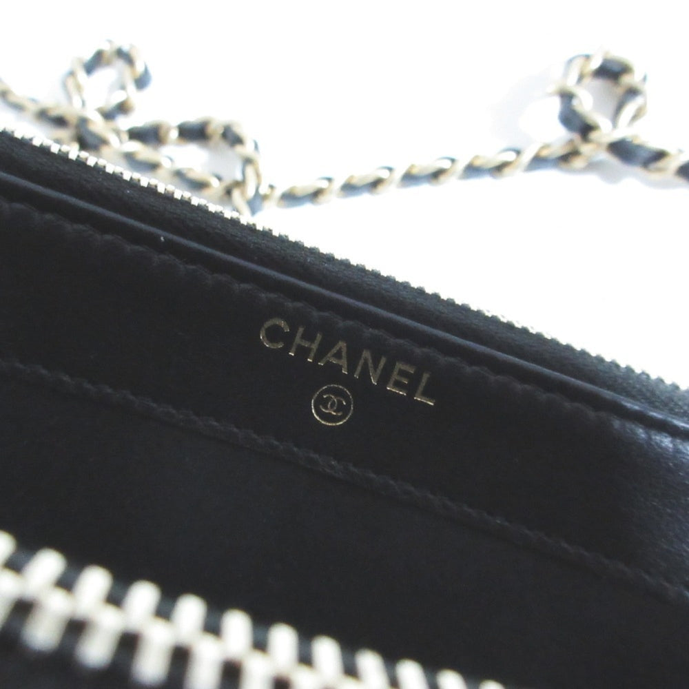 CHANEL Deauville Caviar Skin Wallet Chain Shoulder Bag Black Women's — Like New