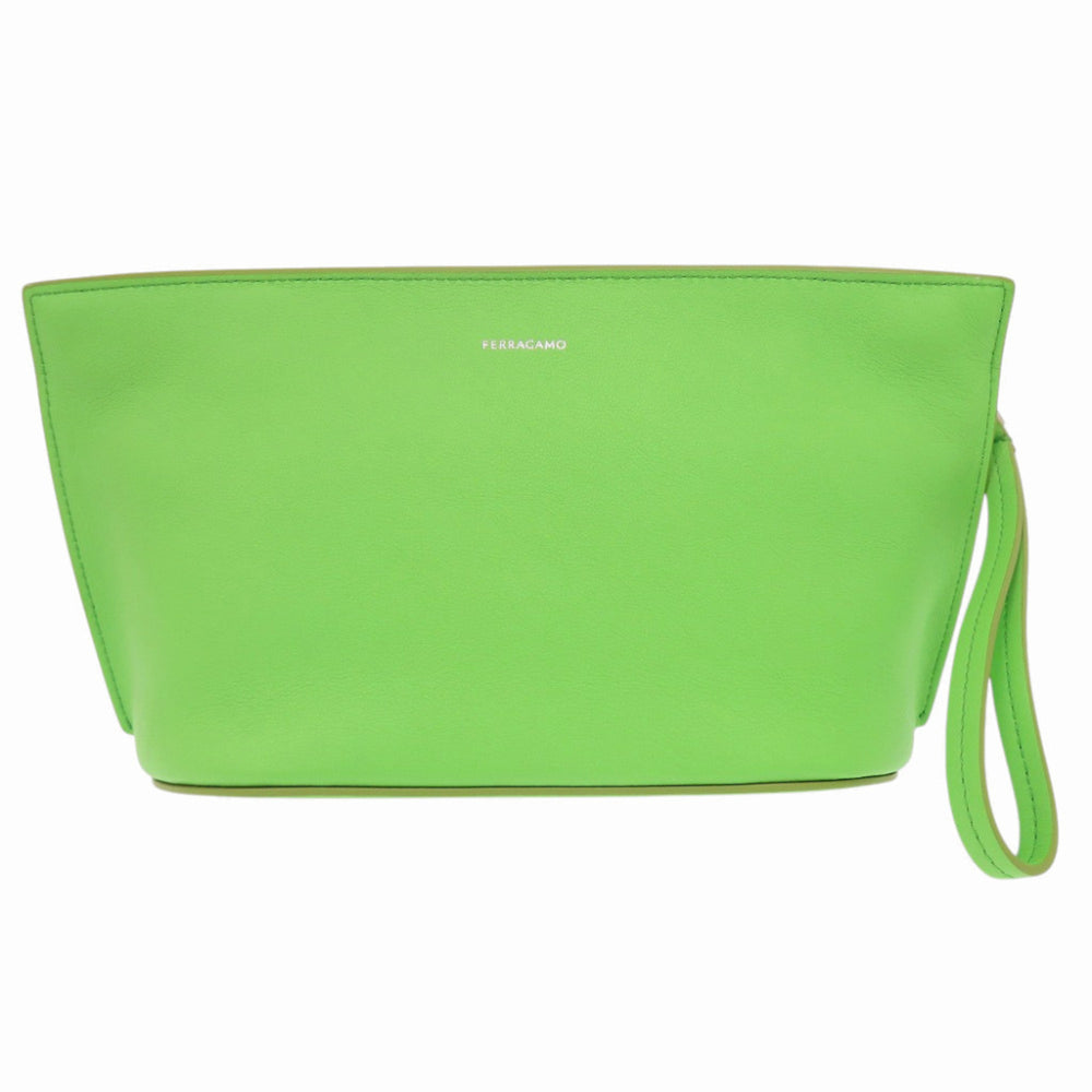 Salvatore Ferragamo 241390 Leather Green Clutch Bag 0359 Men's — Like New
