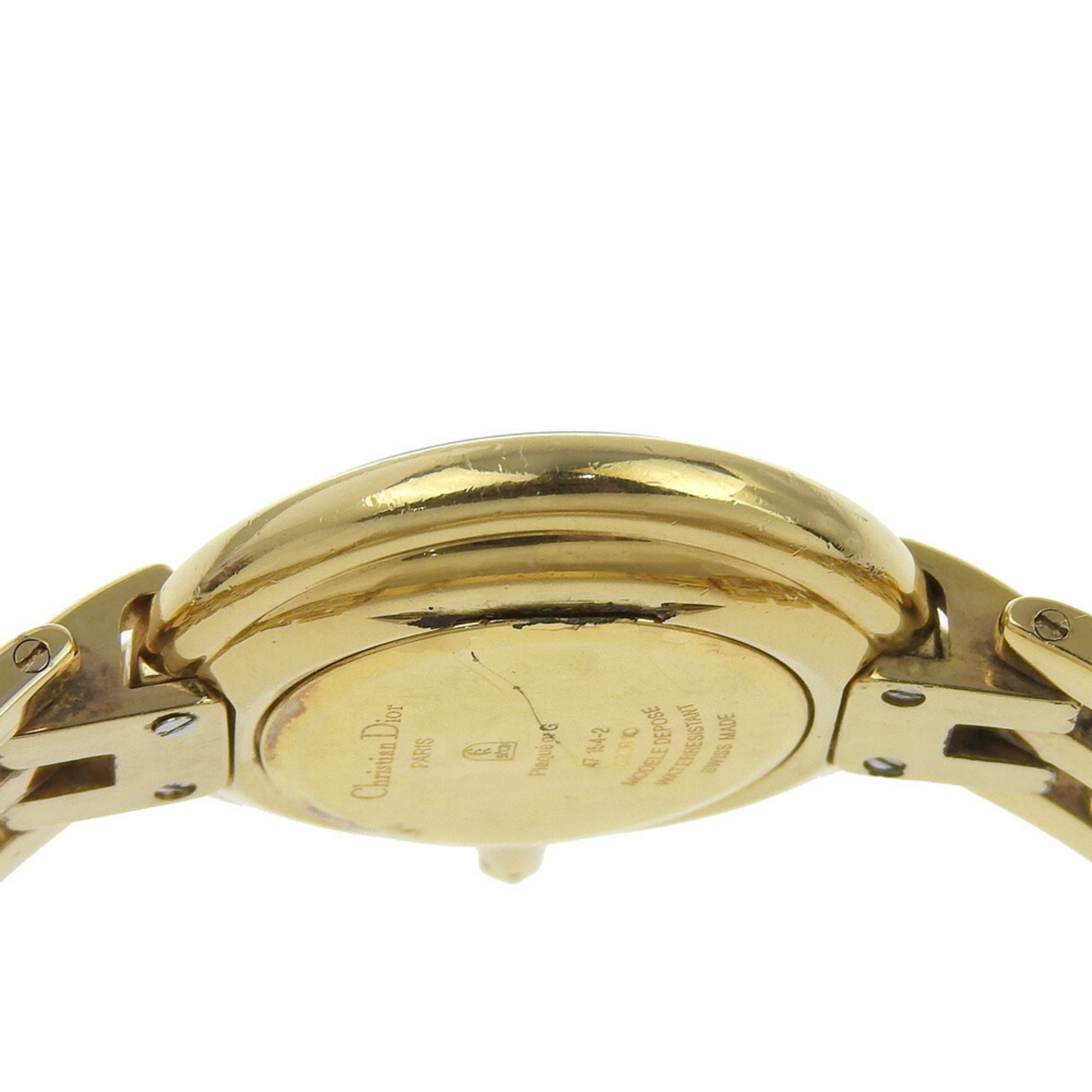 Christian Dior Bakira Watch 47 154-2 Gold Plated Quartz Analog Display Black Dial Men's — Good