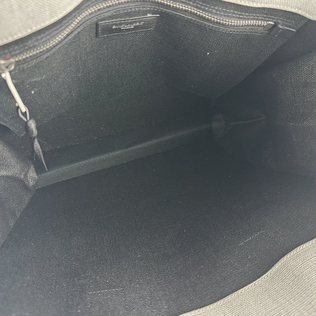 Saint Laurent Rive Gauche North South Cabas Coated Canvas Leather Handbag in Black and Ivory, Men's, 632539, Free Shipping, z8772