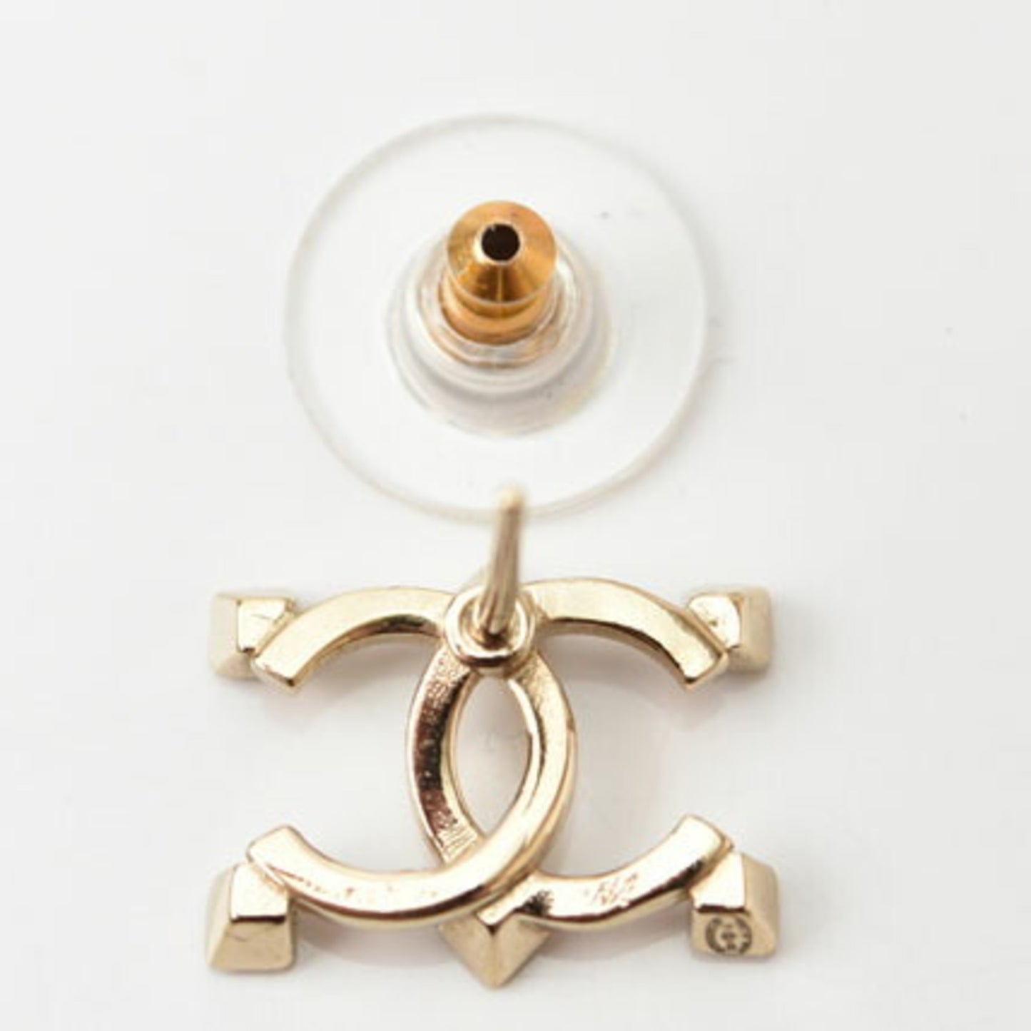 Chanel Earrings CHANEL CC Mark Rhinestone Gold