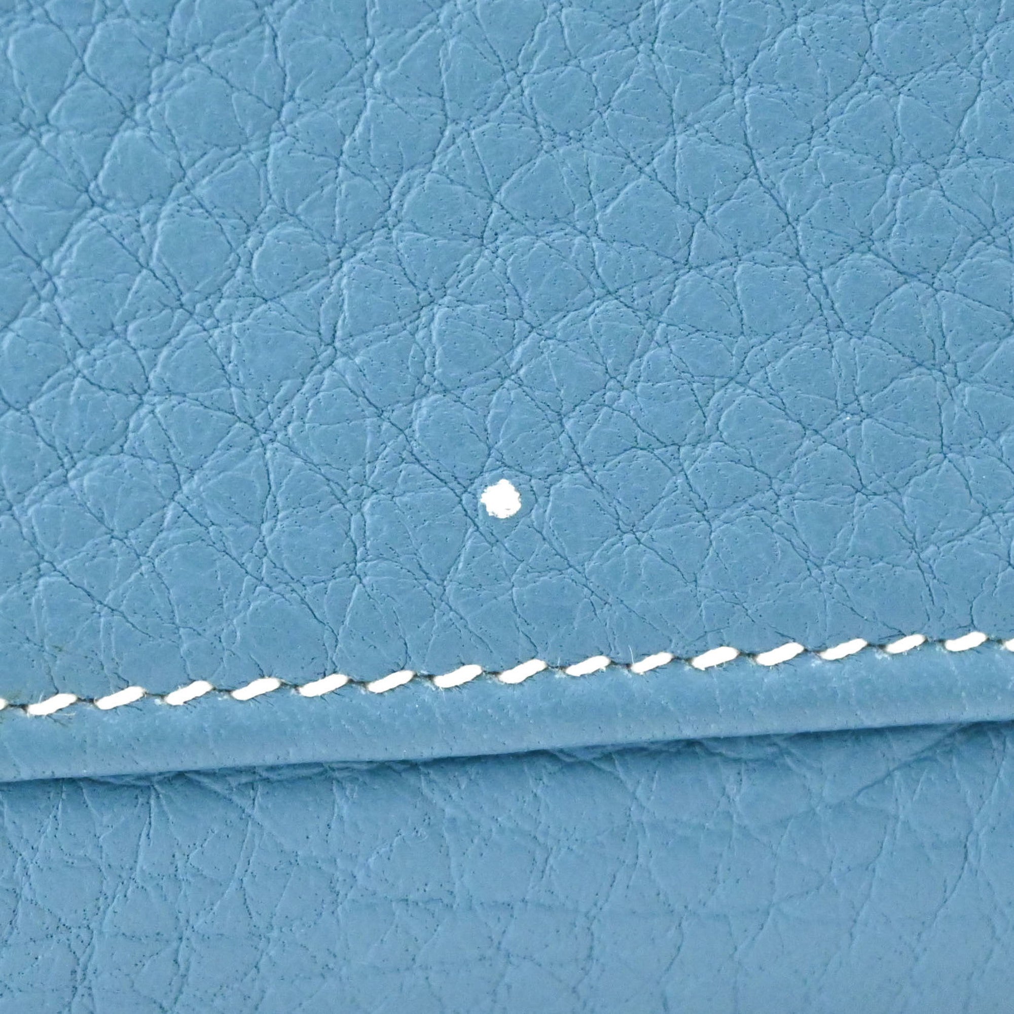 HERMES Kelly 28 Handbag Tote Bag, Taurillon Clemence Leather, Women's, Blue Jean — Like New