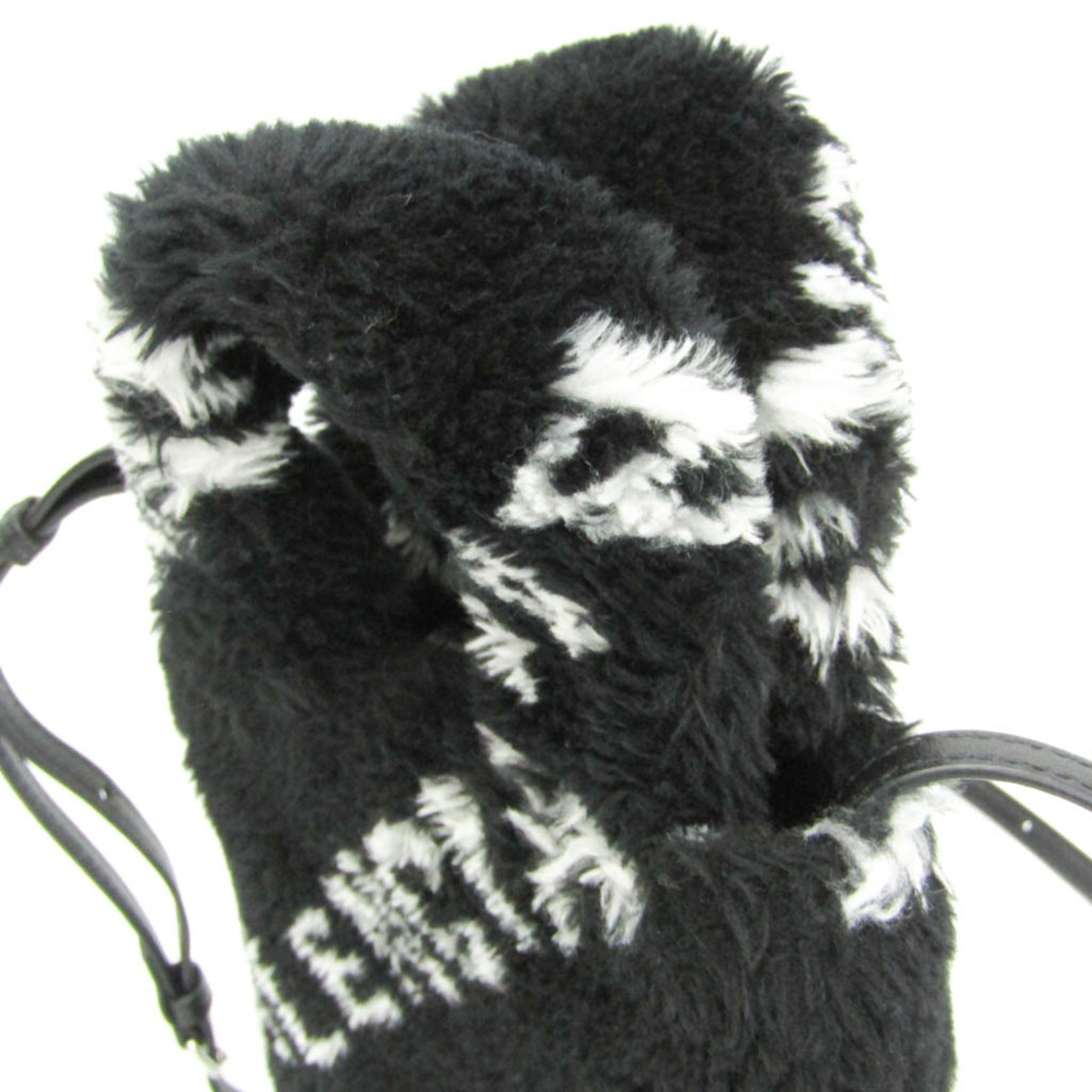 Balenciaga Everyday Phone Holder 596564 Women's Leather,Faux Fur Handbag,Shoulder Bag Black,White — Like New