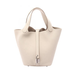 Hermes Picotin Lock PM Handbag, Leather, Taurillon Clemence Women's, White — New - Store Return
