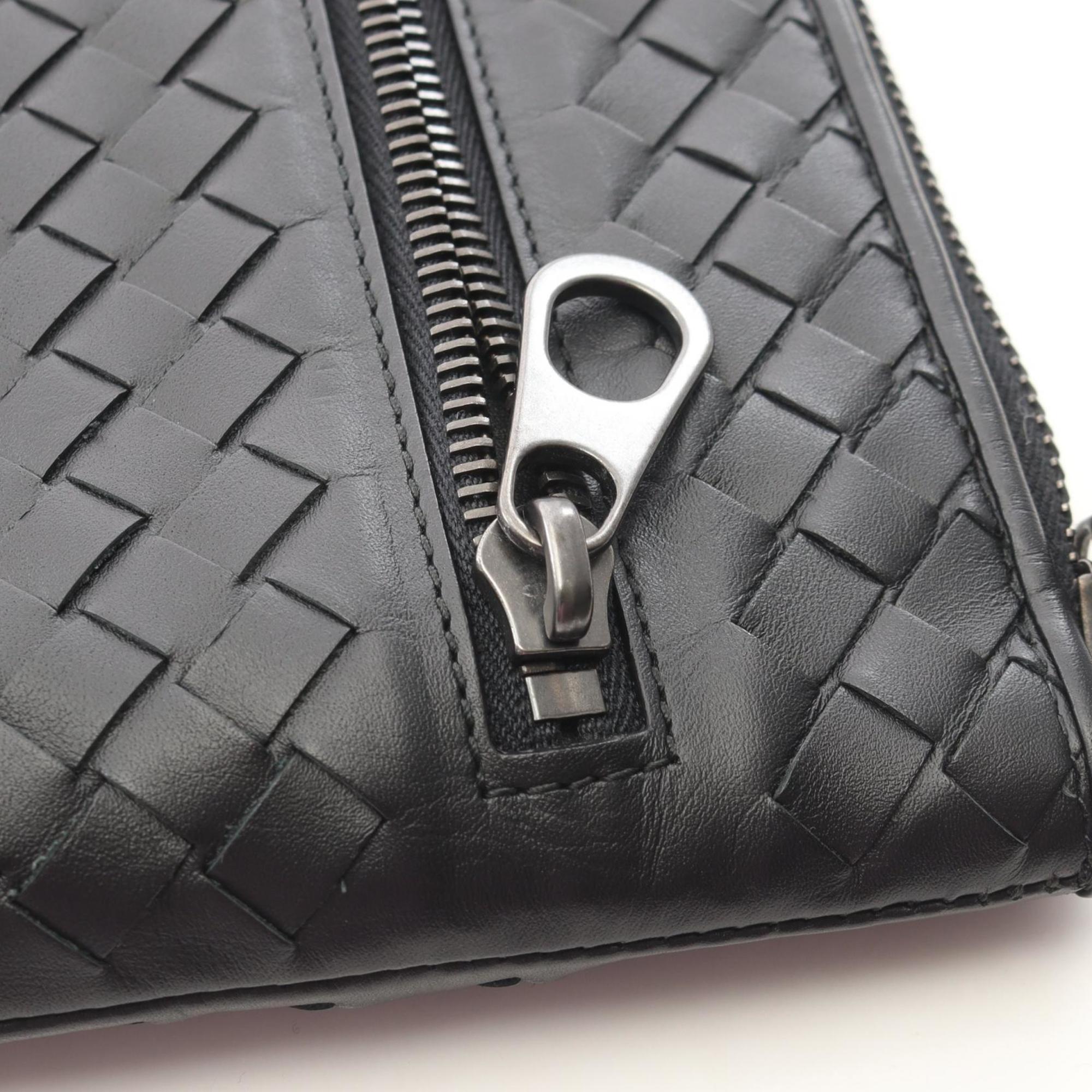 Bottega Veneta Intrecciato Leather Second Bag/Clutch Bag, Men's, Black