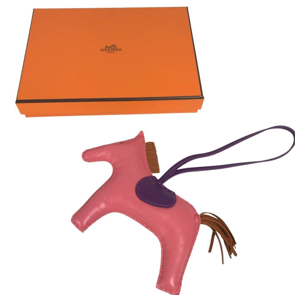 HERMES Rodeo GM Bag Charm, Horse Cheval Anjou Milo, Women's, Pink — Like New