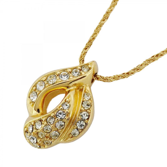 Christian Dior necklace with GP plating and rhinestones, gold, for women