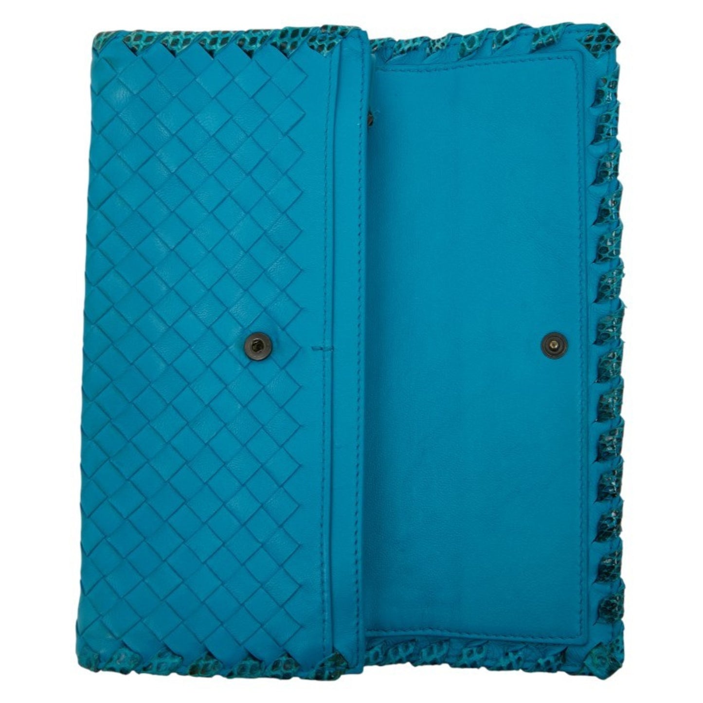 Bottega Veneta Intrecciato Long Wallet Blue Leather Women's BOTTEGAVENETA