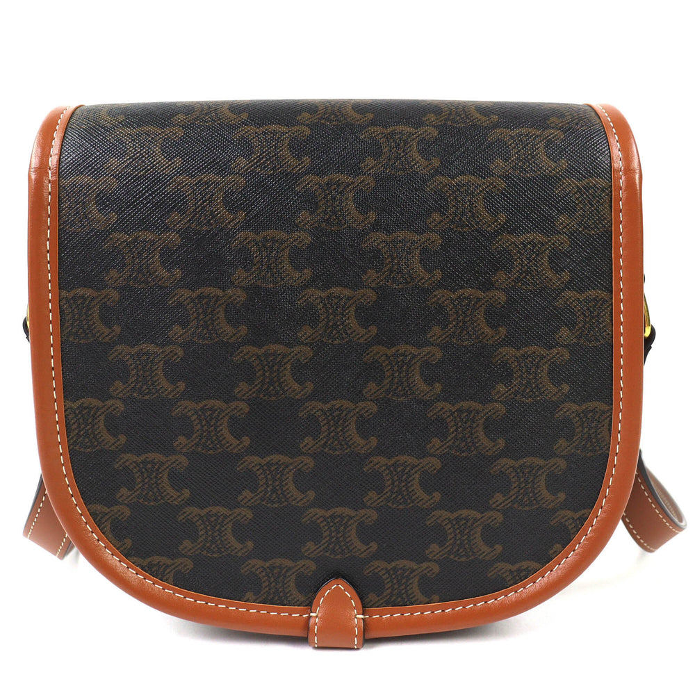 CELINE 19150 Folco Medium Triomphe Canvas Shoulder Bag, Tan Brown, Women's - Highly Recommended! — Like New