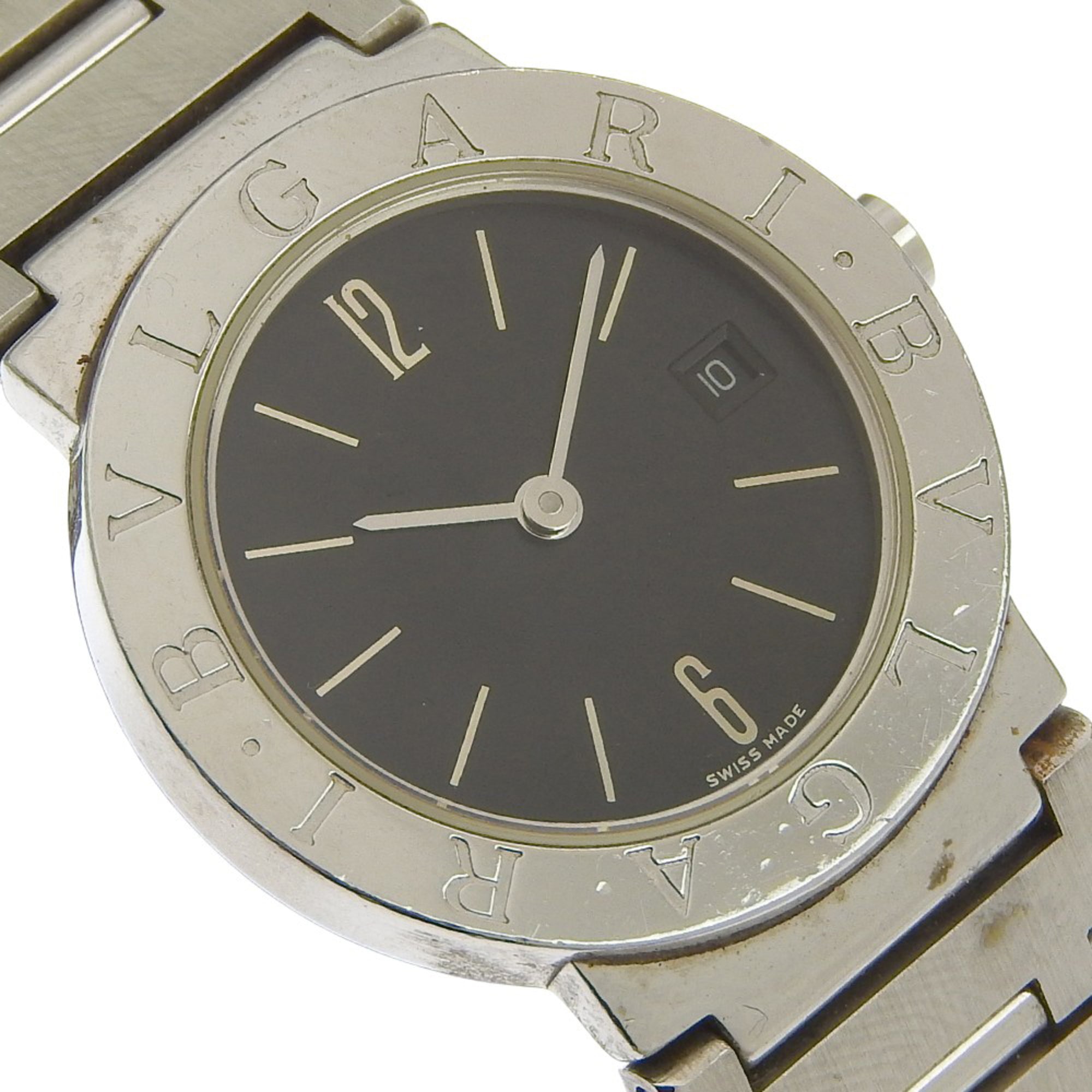 BVLGARI Wristwatch BB26SSD Stainless Steel Quartz Analog Display Black Dial Women's — Good
