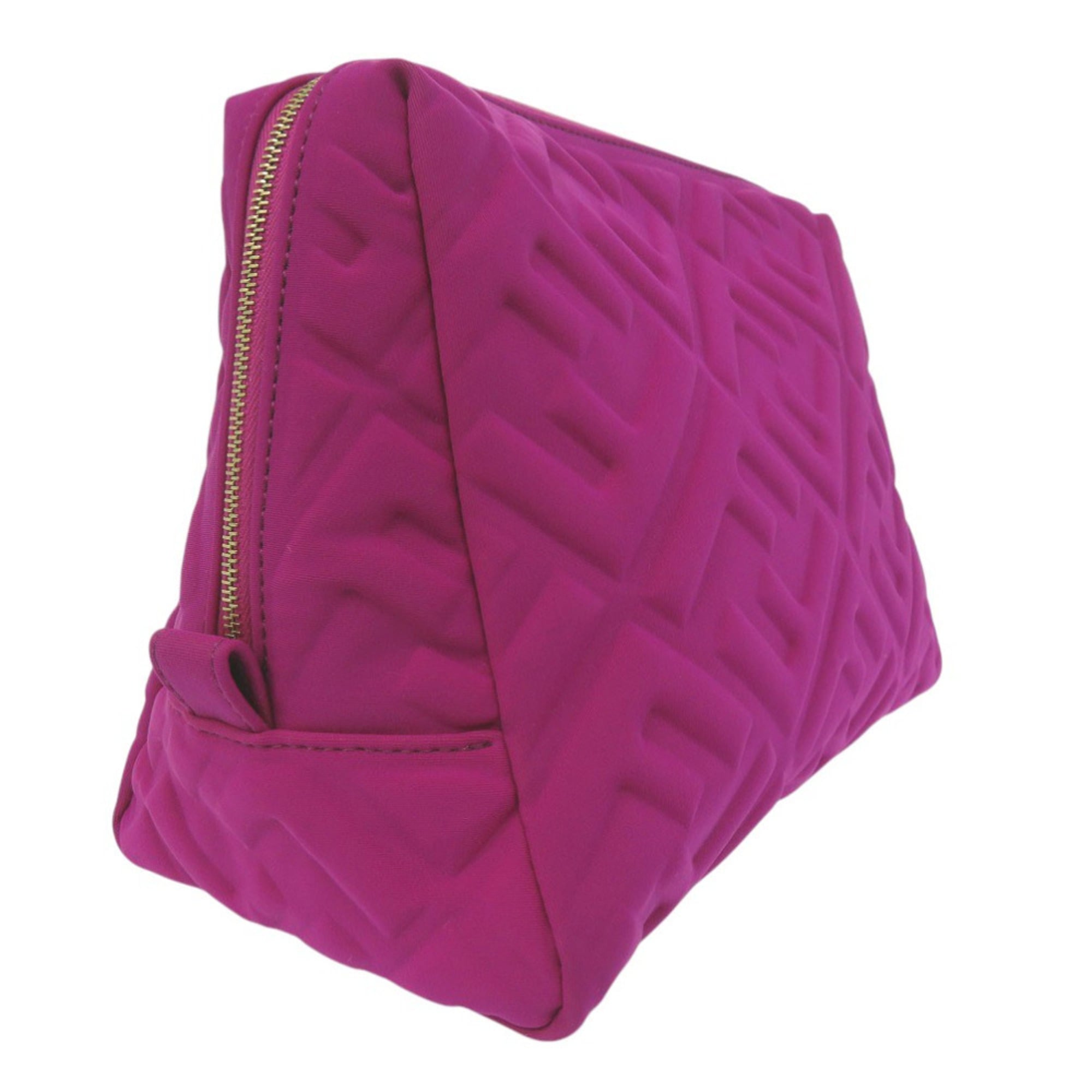Like new Fendi Beauty Pouch with FF logo and Zucca pattern, 8N0171, Polyamide, Purple, 0677, FENDI — Like New