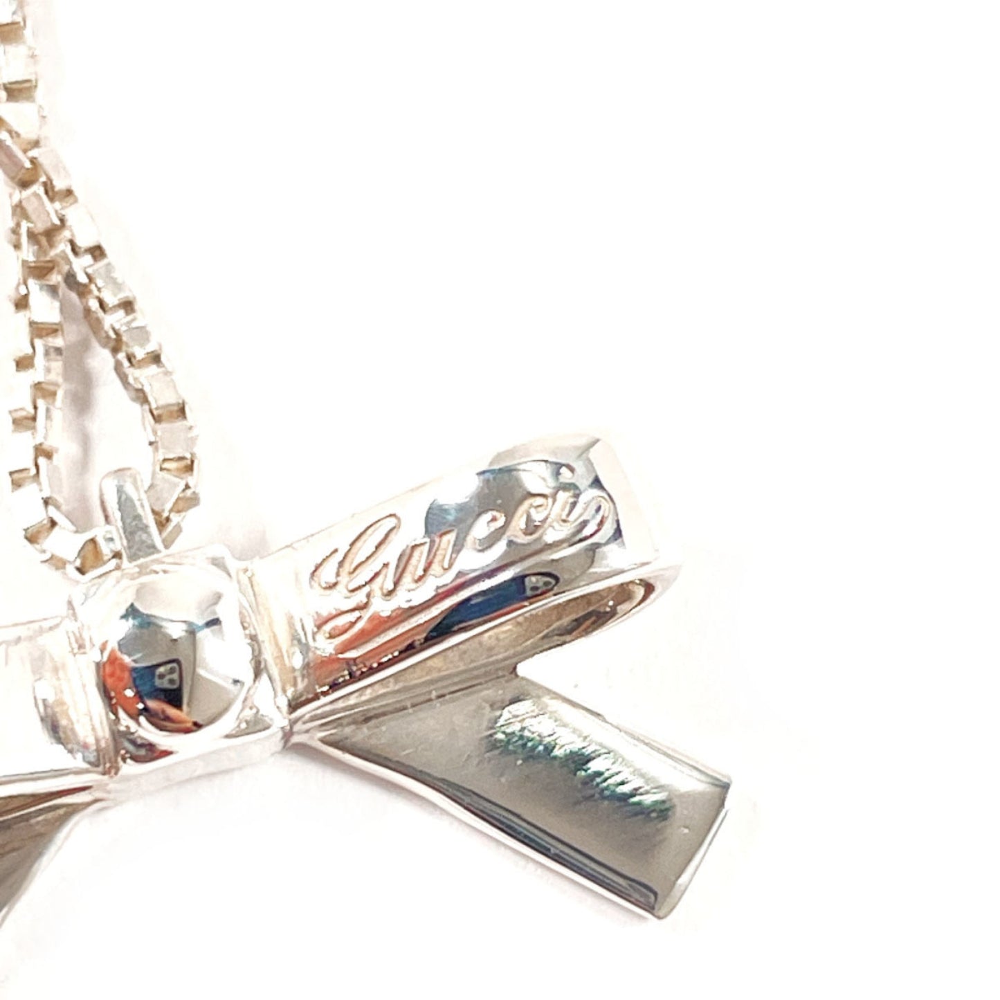 GUCCI Ribbon Necklace, 925 Sterling Silver, Women's