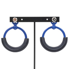 HERMES Loop Grand Earrings PM Aluminum Navy Women's — Like New
