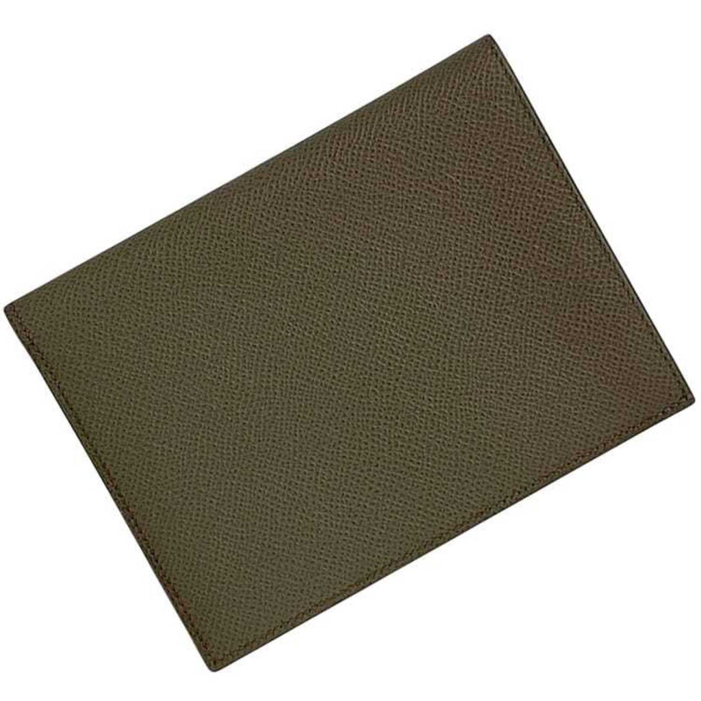 Hermes Hermès MC Fleming bifold wallet (f-24632) in greige leather with Epson Tourtiere logo and T-stamp. This genuine grained is available gray beige. Suitable for both men women.