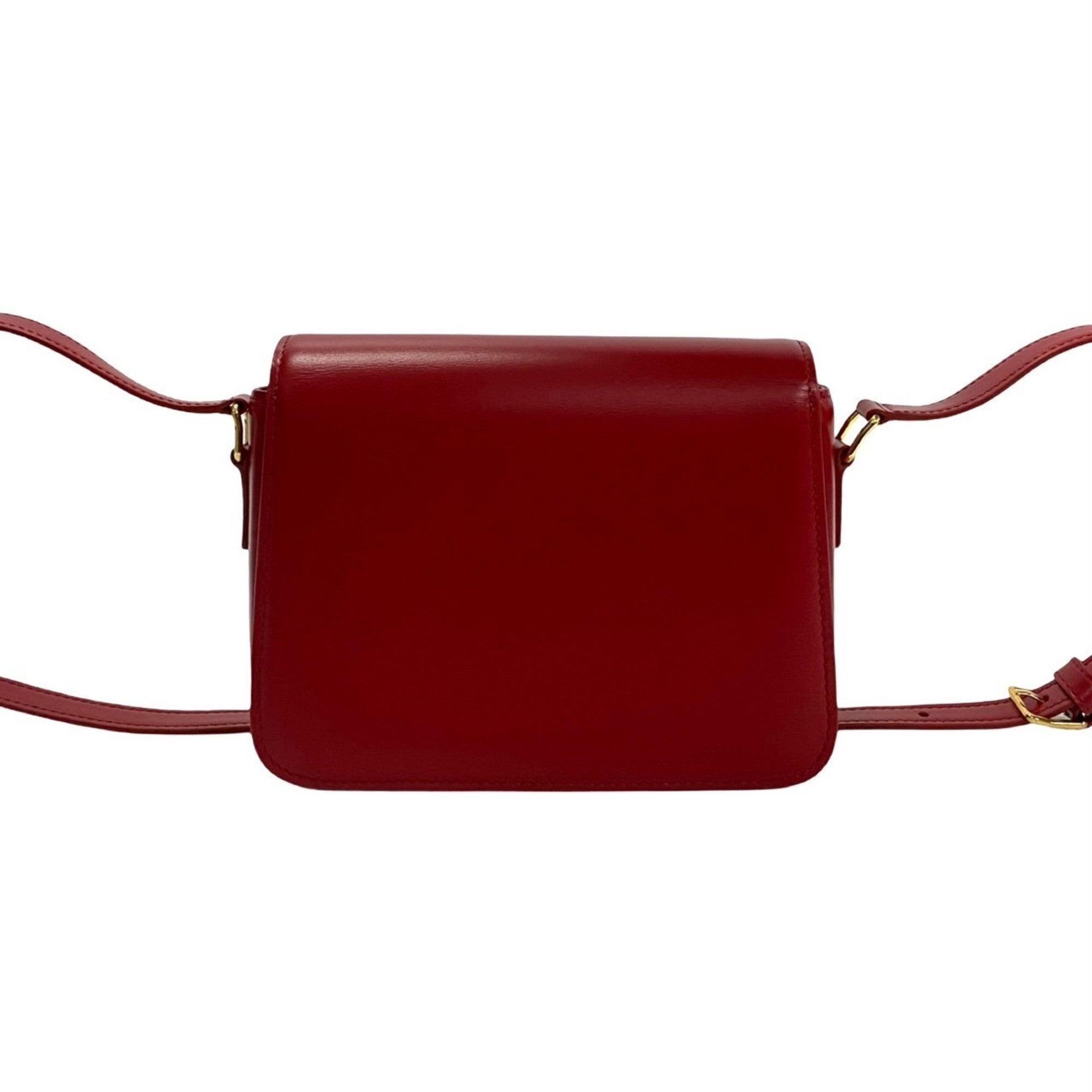 Unused, stored Celine Teen Triomphe logo hardware leather mini shoulder bag/pouch in red (23190) — Like New
