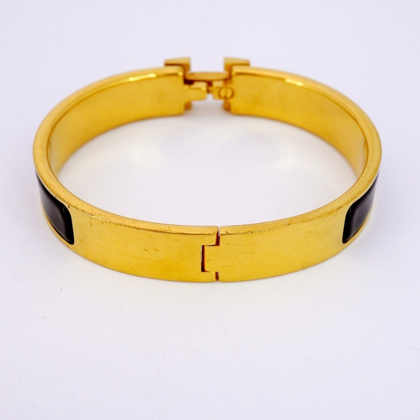 Hermes Click-Clack PM Bangle in GP-plated Gold and Black for Women